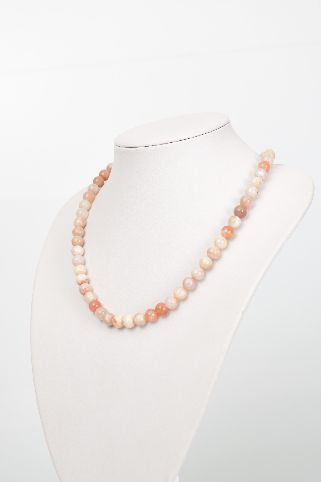 Laboratory Certified Sunstone 8 mm Natural Stone Necklace