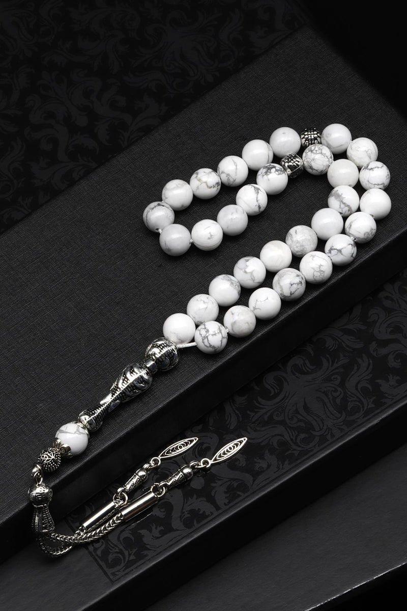 Laboratory Certified Howlite Natural Gemstone Prayer Beads 8 mm