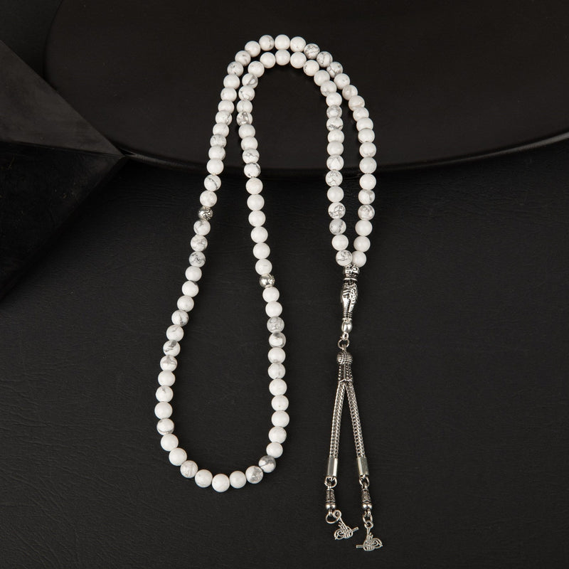 Laboratory Certified Howlite Natural Gemstone Prayer Beads 99-Bead – 6mm