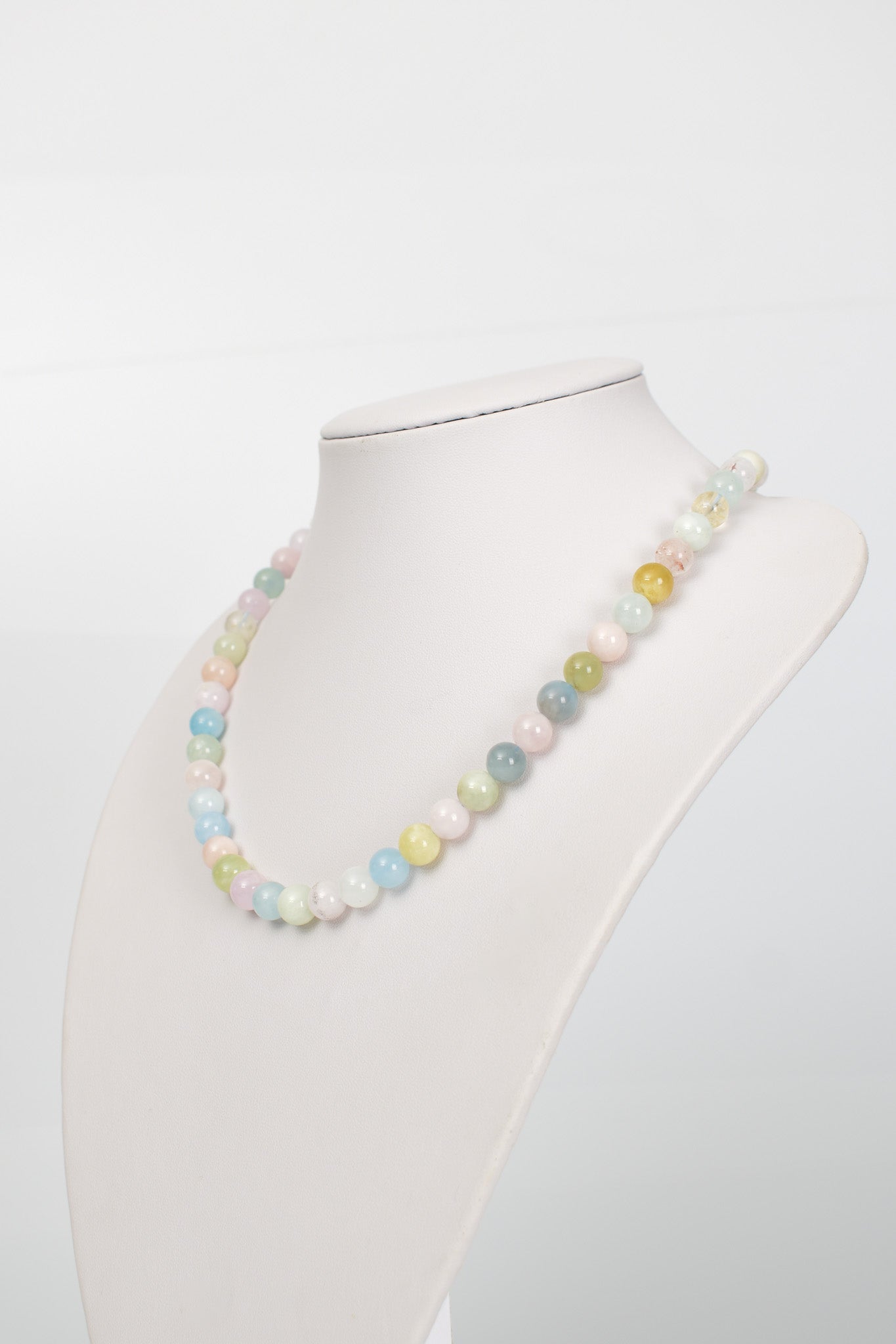 Laboratory Certified Heliodor 8 mm Natural Stone Necklace