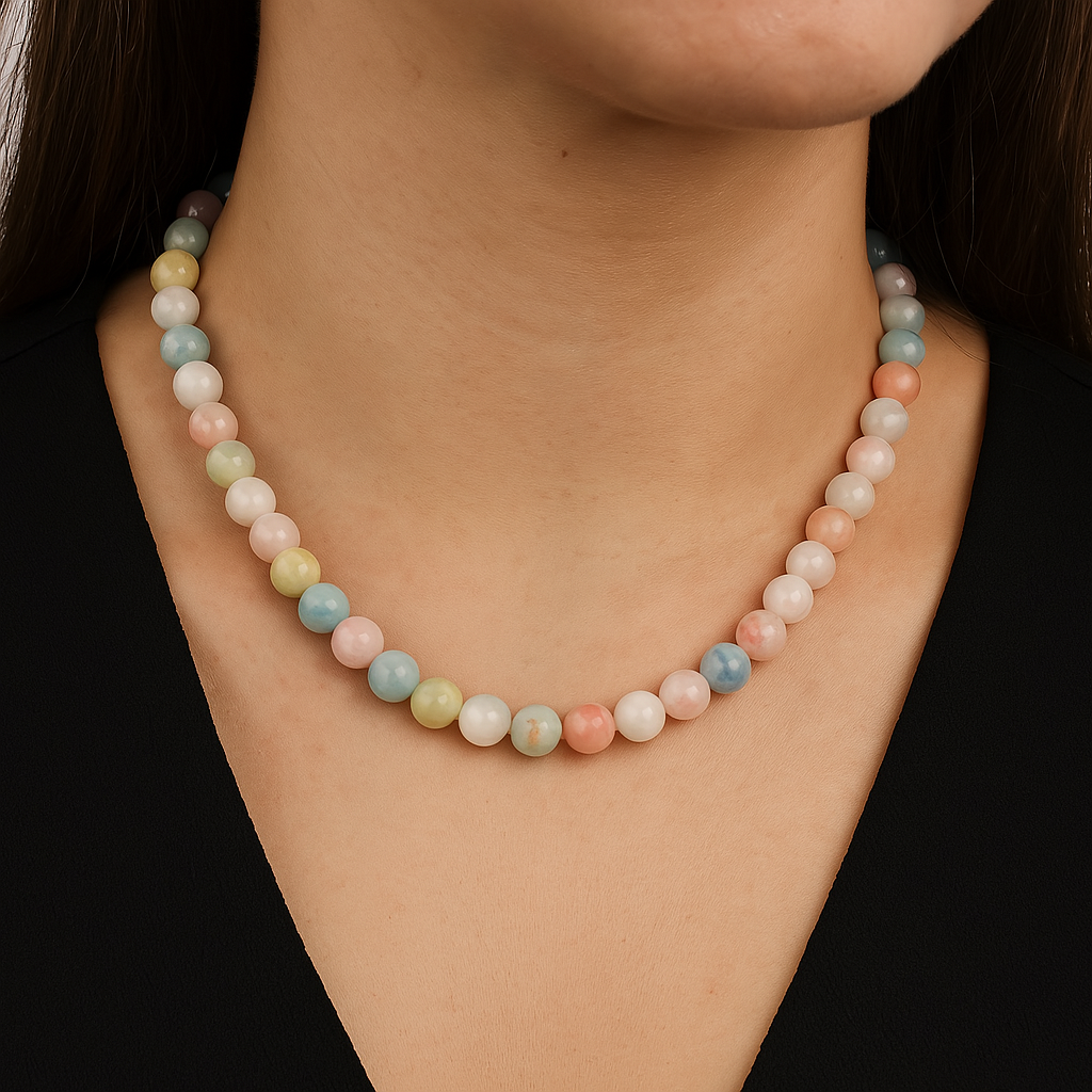 Laboratory Certified Heliodor 8 mm Natural Stone Necklace