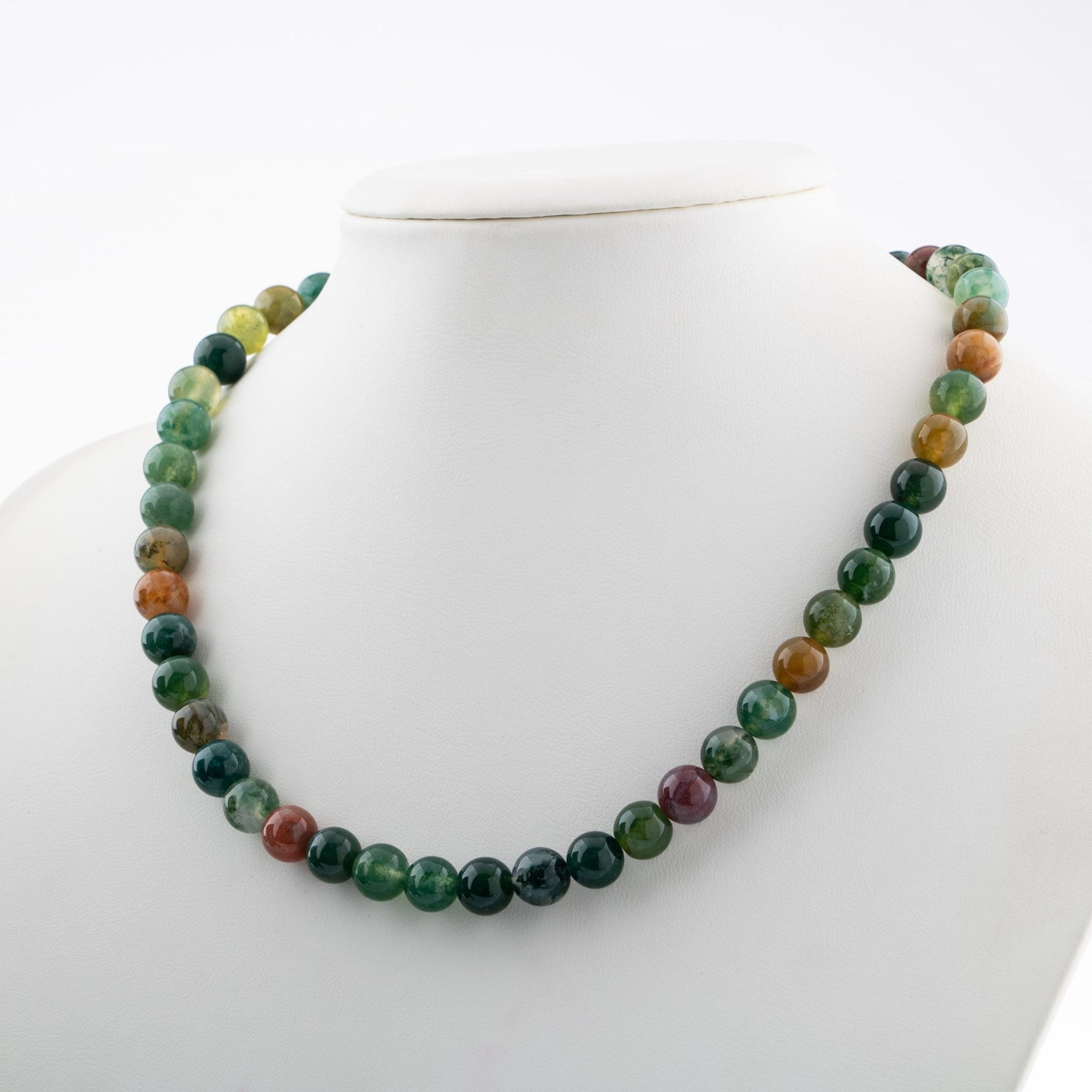 Laboratory Certified Indian Agate 8 mm Natural Stone Necklace