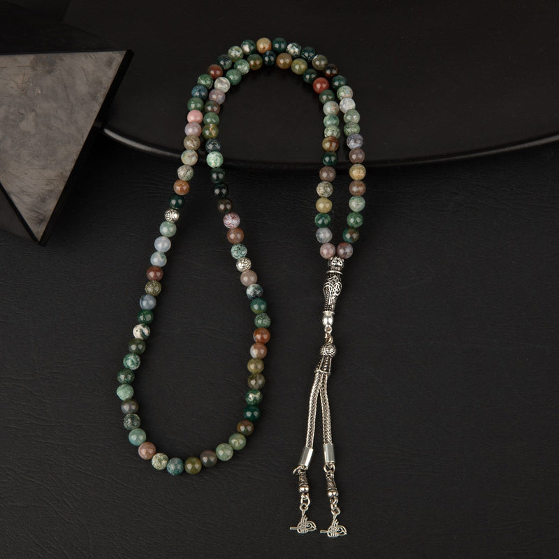 Laboratory Certified Indian Agate Natural Gemstone Prayer Beads 99-Bead – 6mm