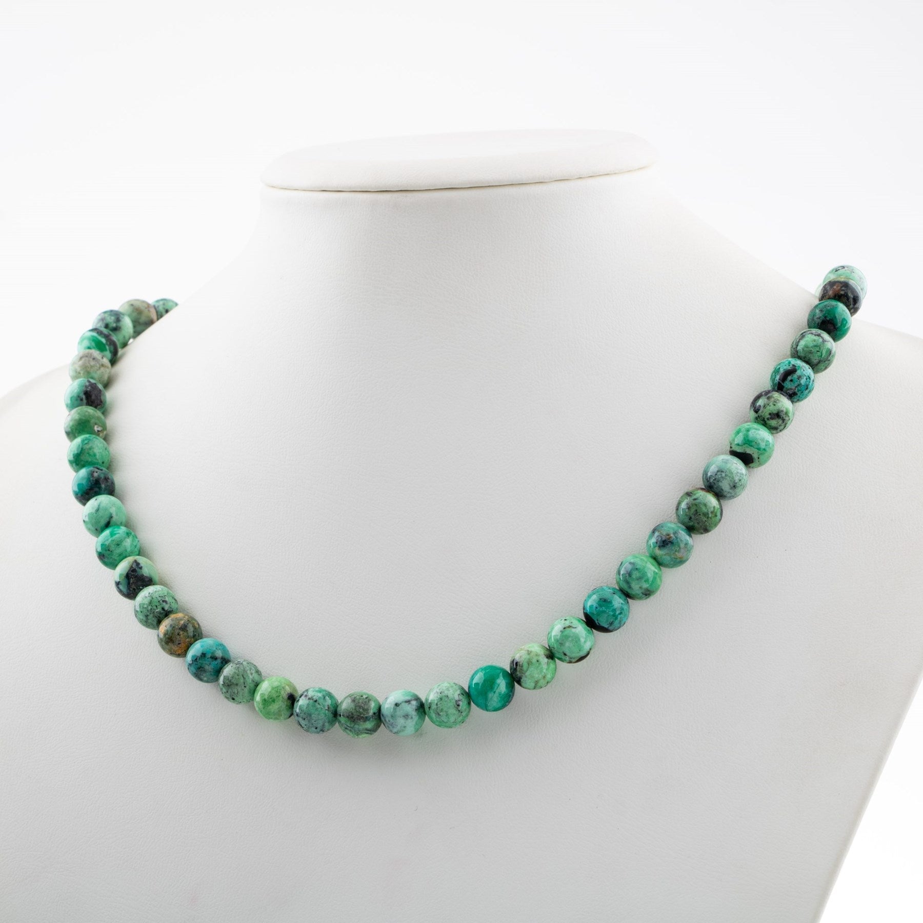 Laboratory Certified Spanish Variscite 8 mm Natural Stone Necklace