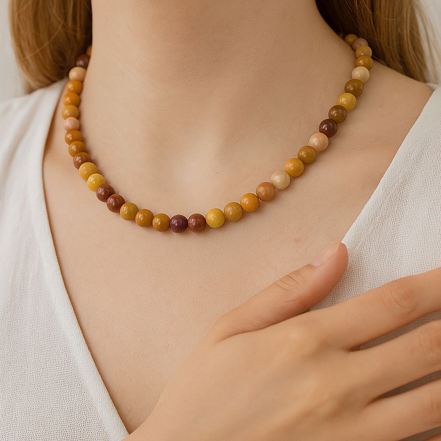 Laboratory Certified Jasper 8 mm Natural Stone Necklace