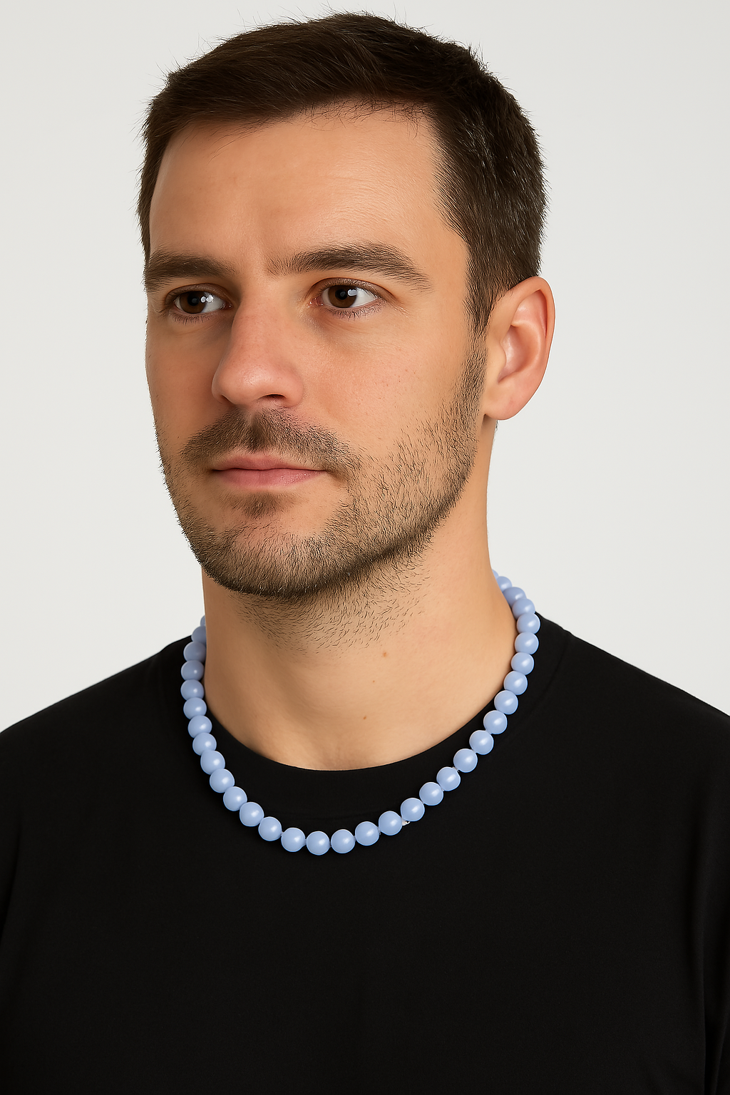 Laboratory Certified Chalcedony 8 mm Natural Stone Necklace