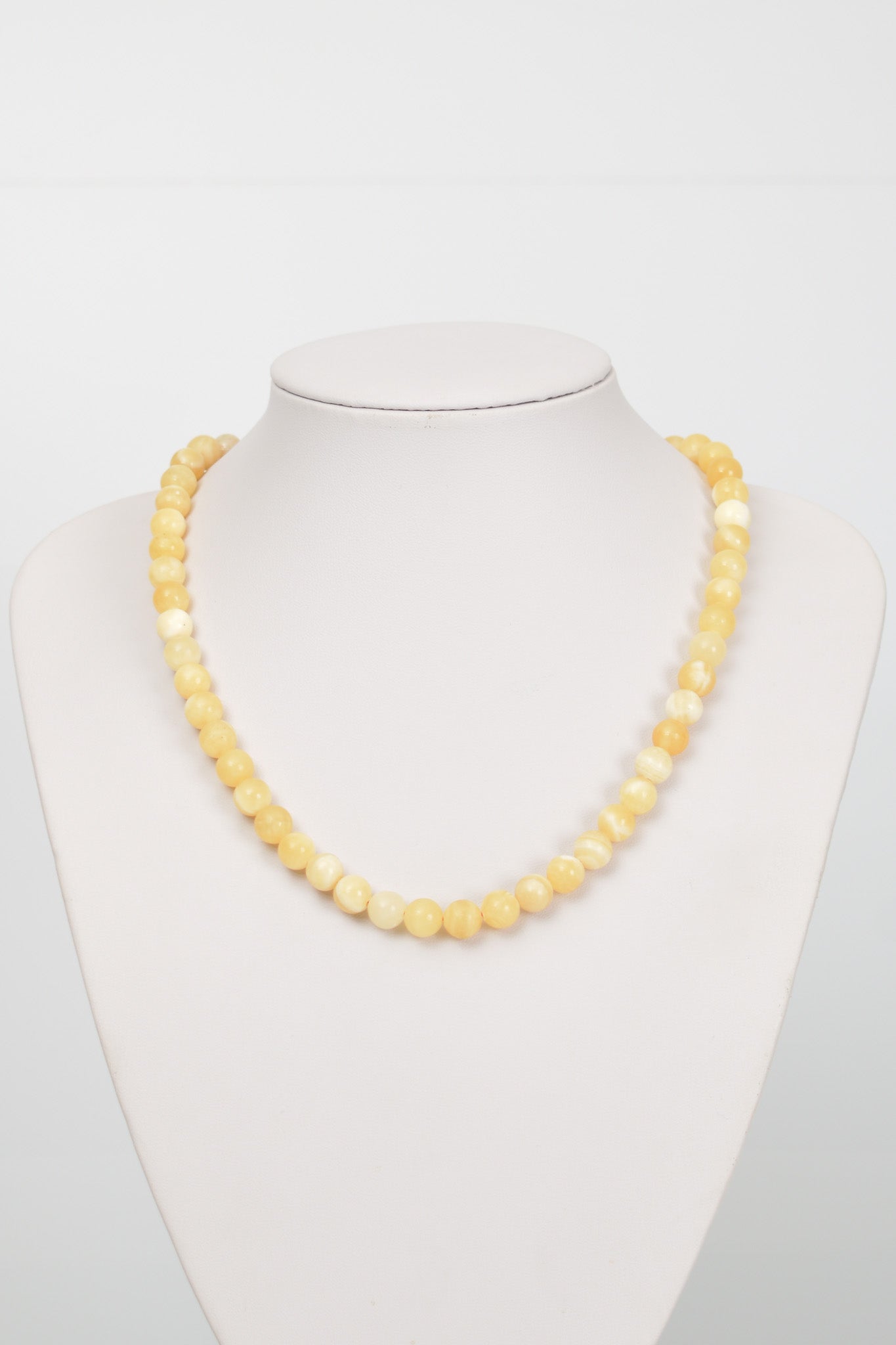 Laboratory Certified Calcite 8 mm Natural Stone Necklace