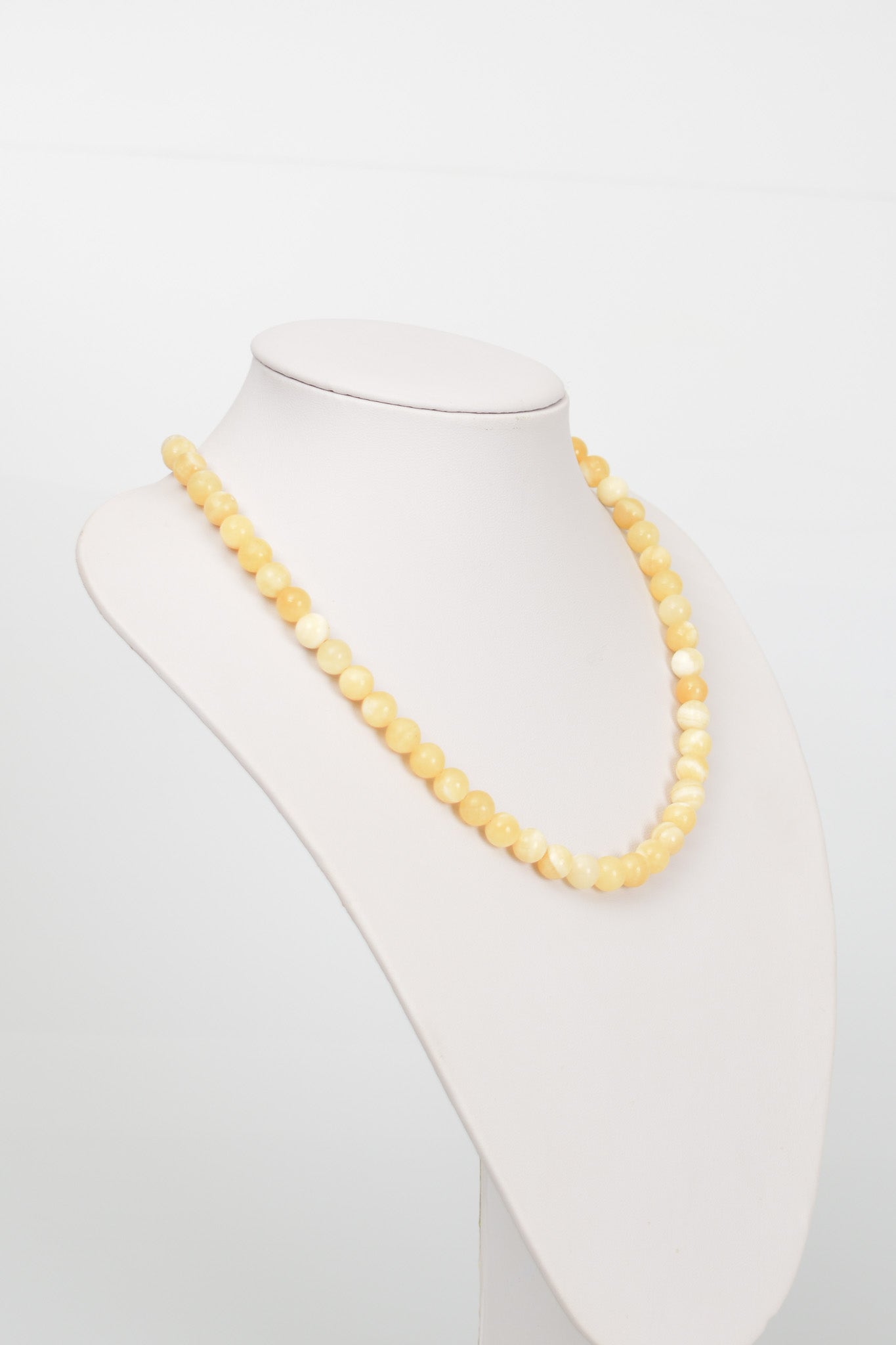 Laboratory Certified Calcite 8 mm Natural Stone Necklace