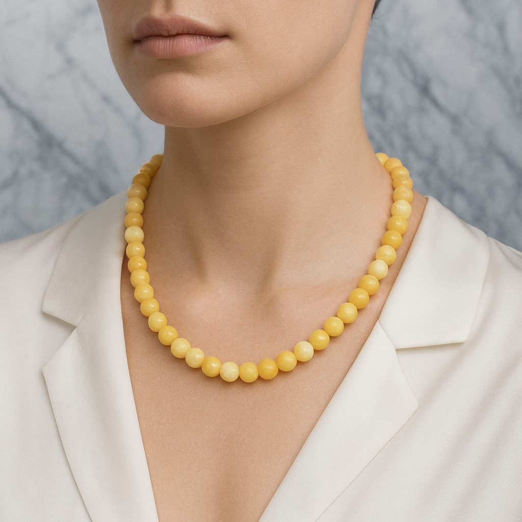 Laboratory Certified Calcite 8 mm Natural Stone Necklace