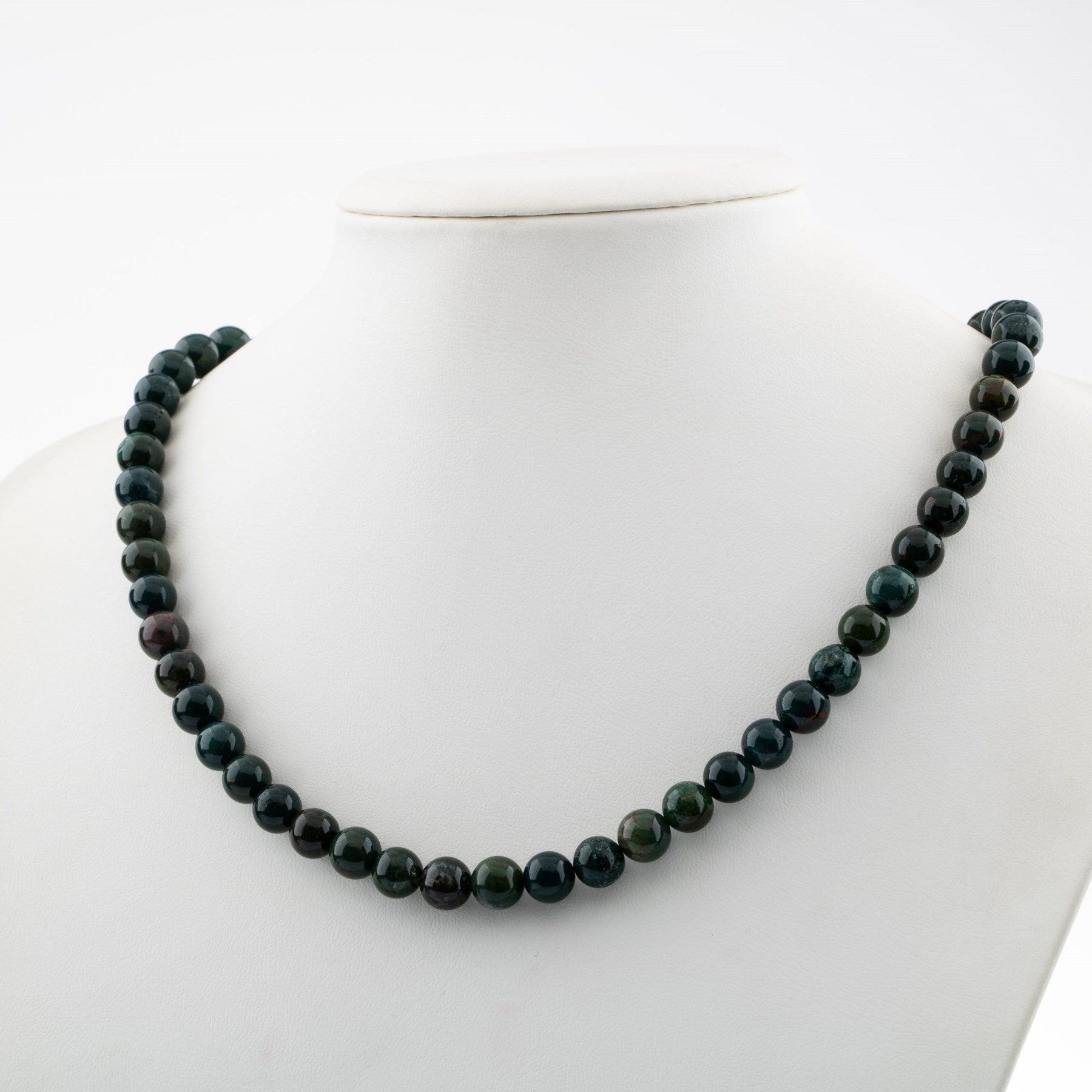 Laboratory Certified Bloodstone 8 mm Natural Stone Necklace
