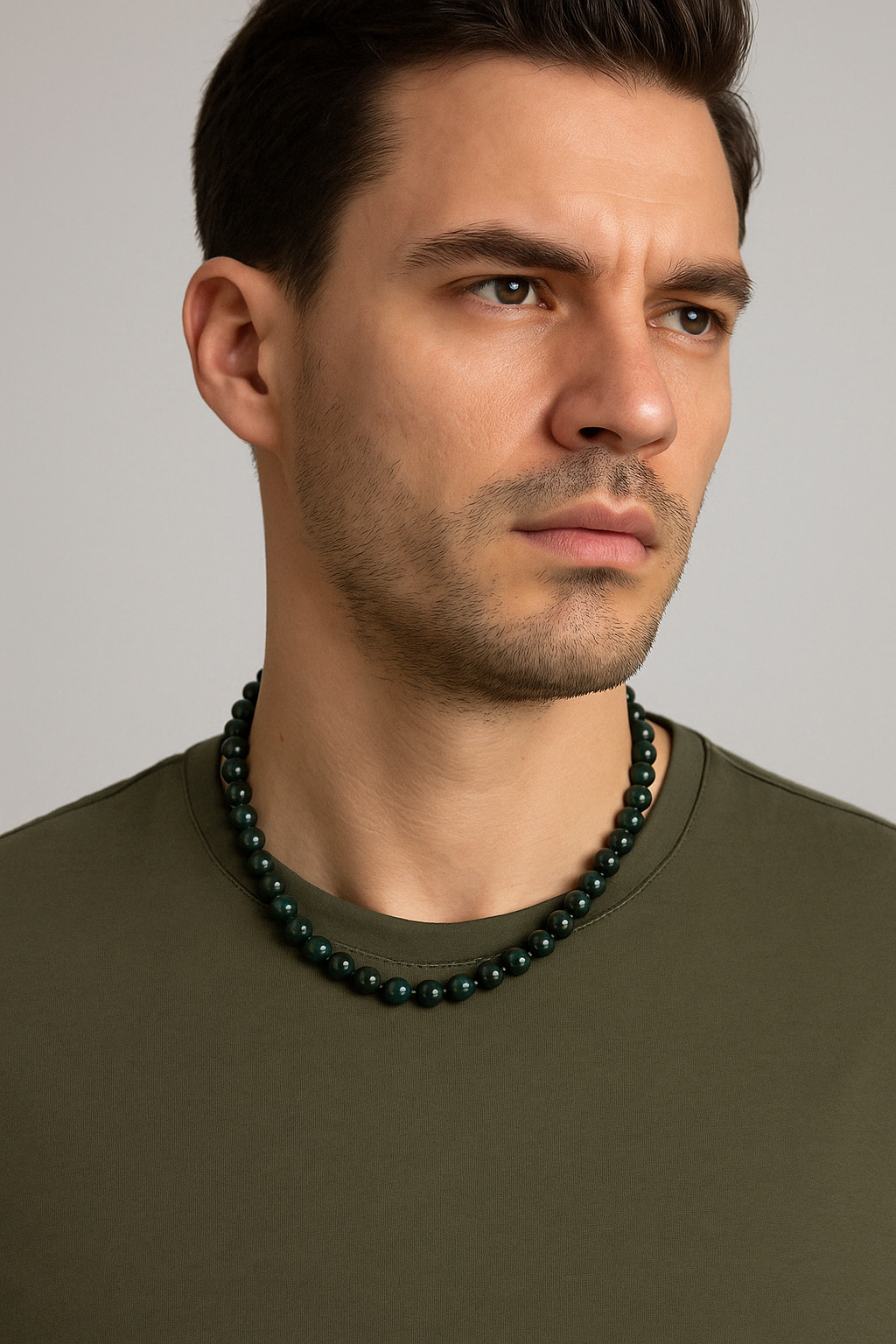 Laboratory Certified Bloodstone 8 mm Knotted Natural Stone Necklace