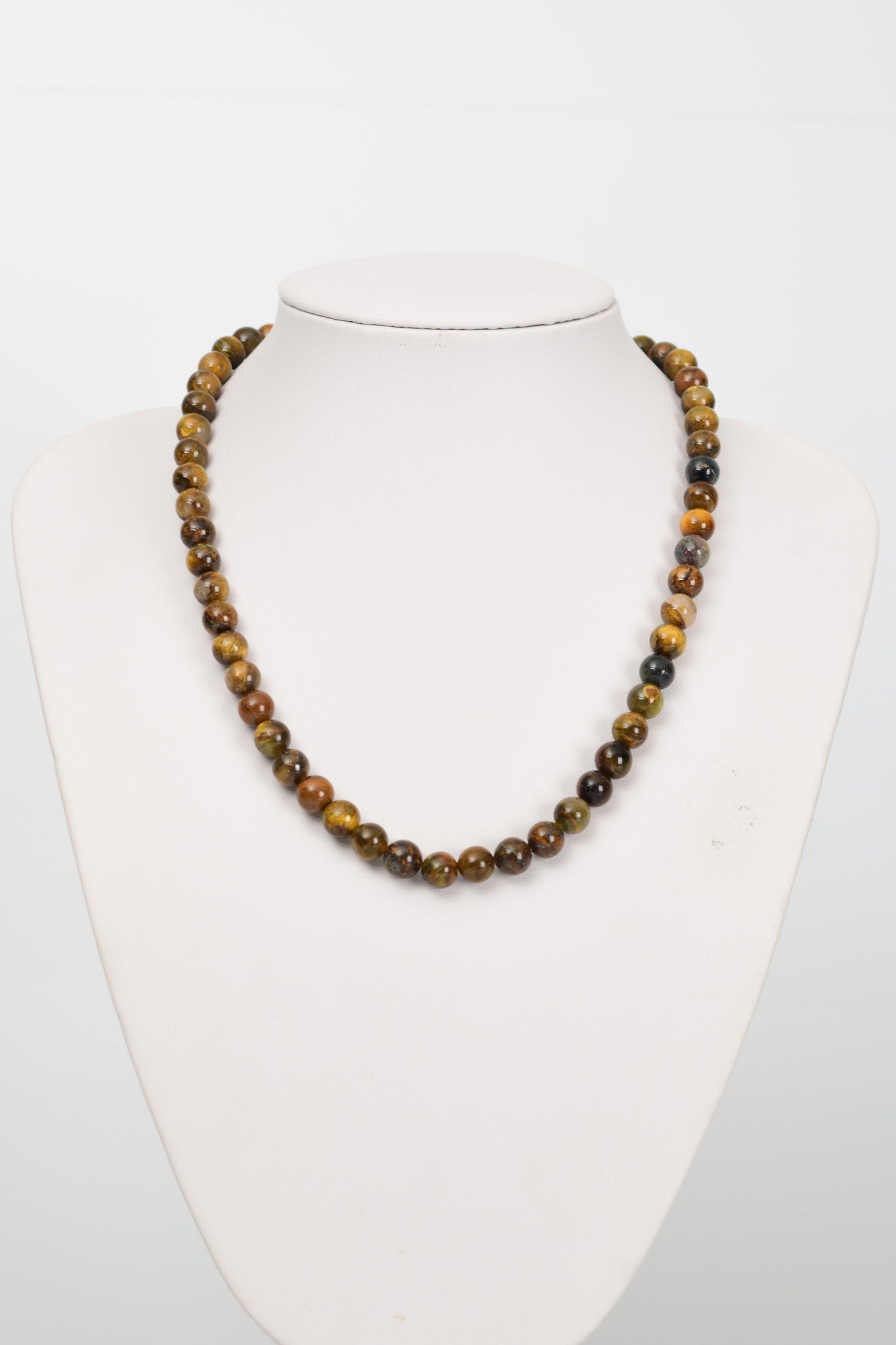 Laboratory Certified Tiger’s Eye 8 mm Natural Stone Necklace