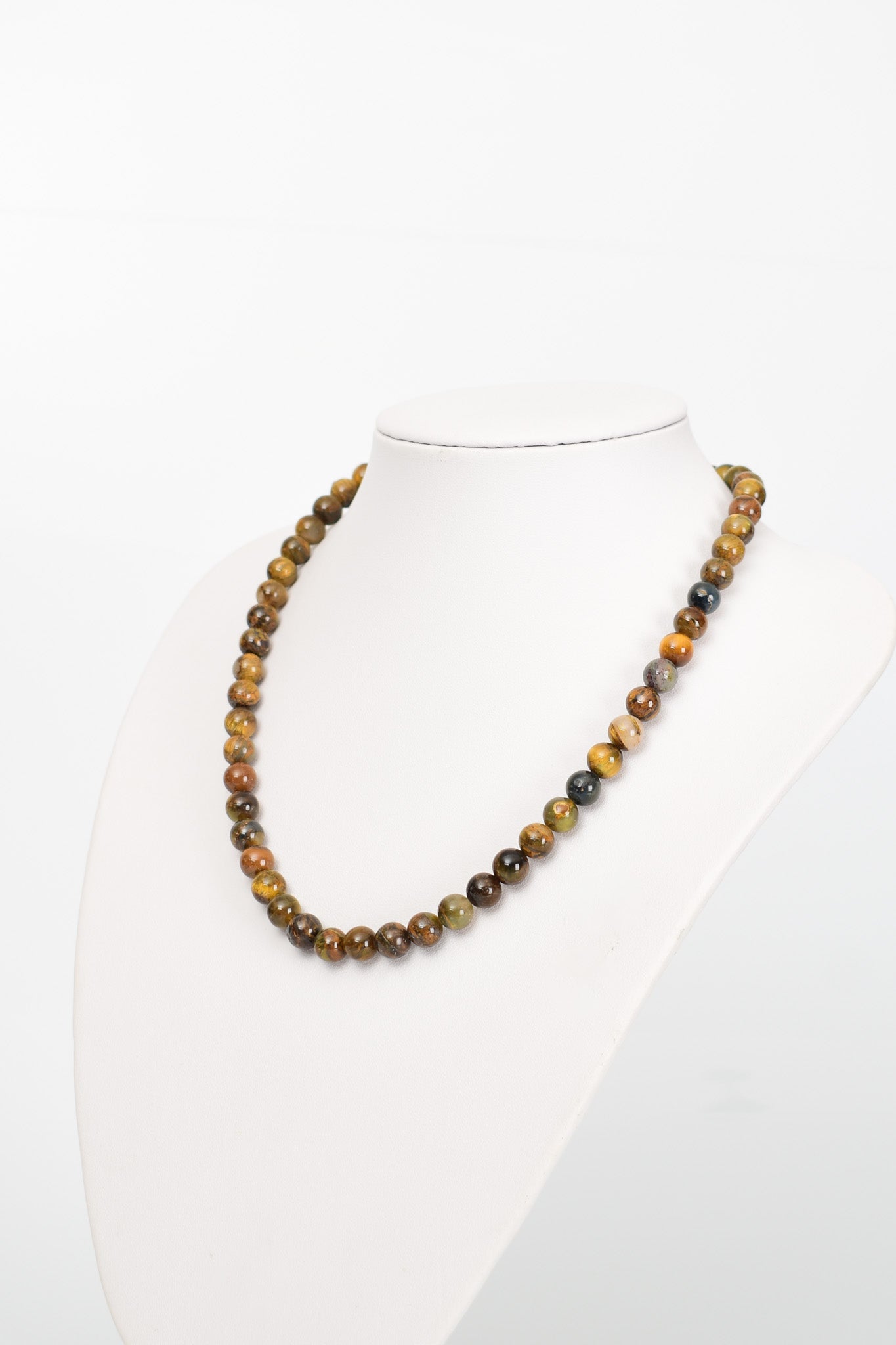 Laboratory Certified Tiger’s Eye 8 mm Natural Stone Necklace