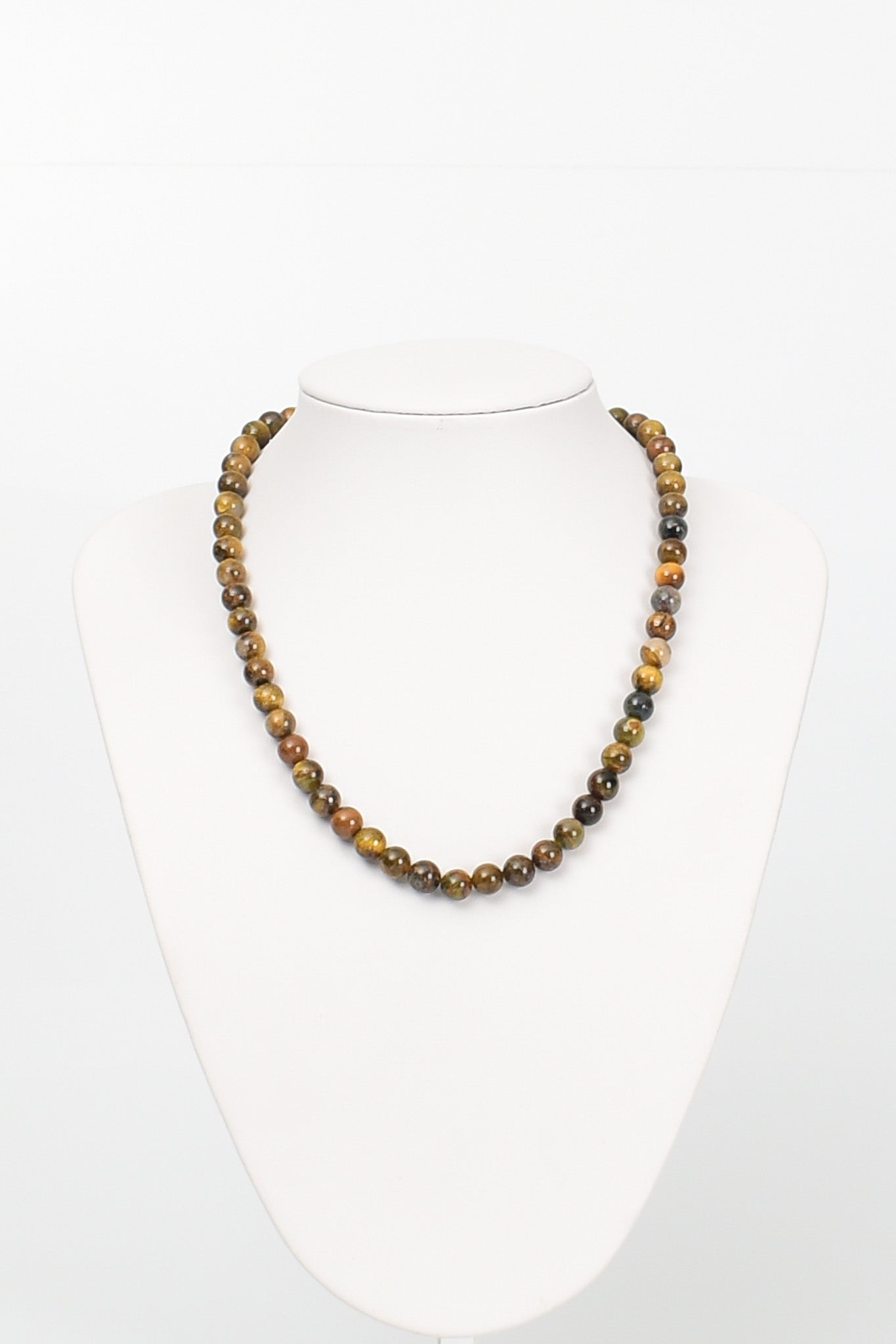 Laboratory Certified Tiger’s Eye 8 mm Natural Stone Necklace