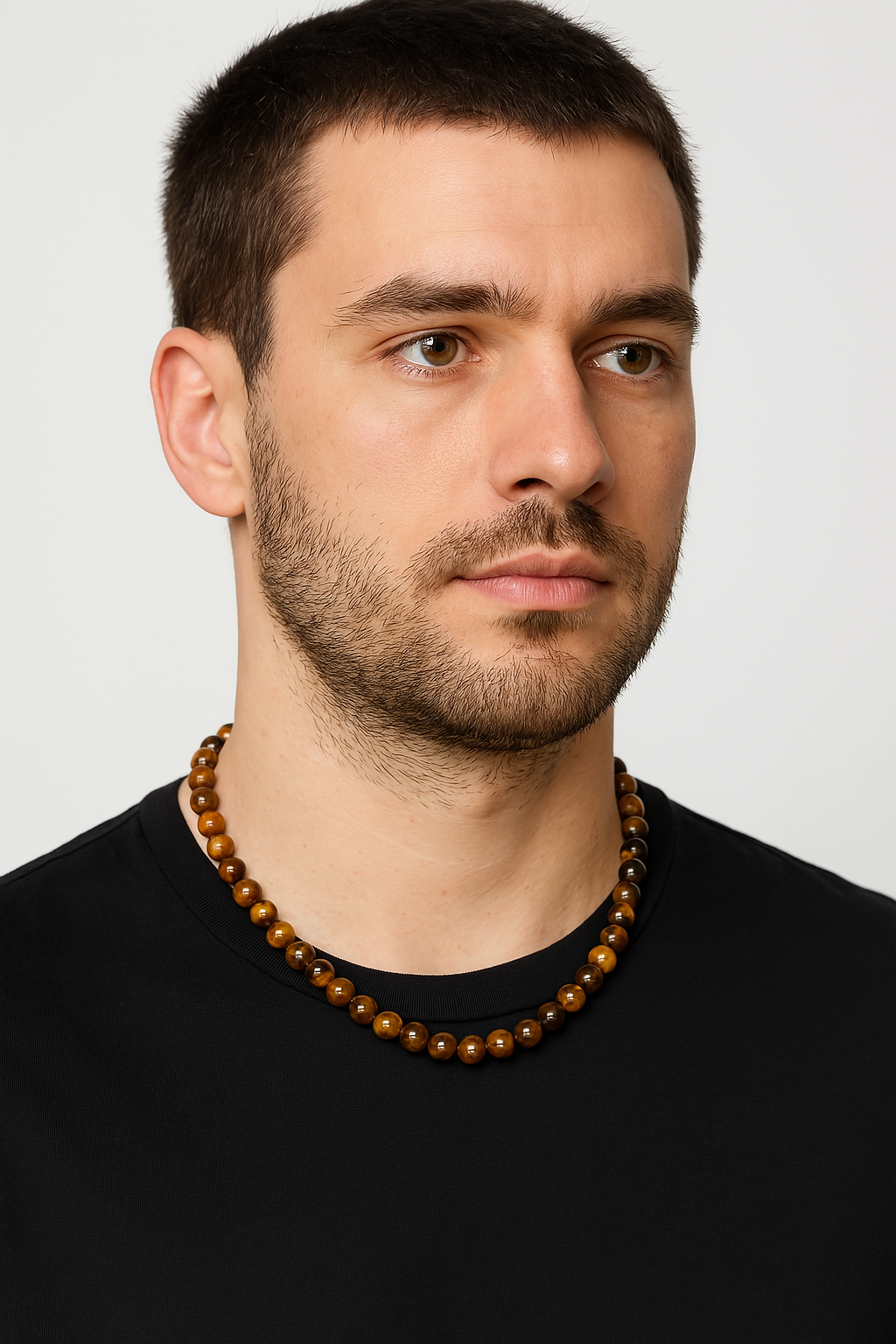 Laboratory Certified Tiger’s Eye 8 mm Natural Stone Necklace