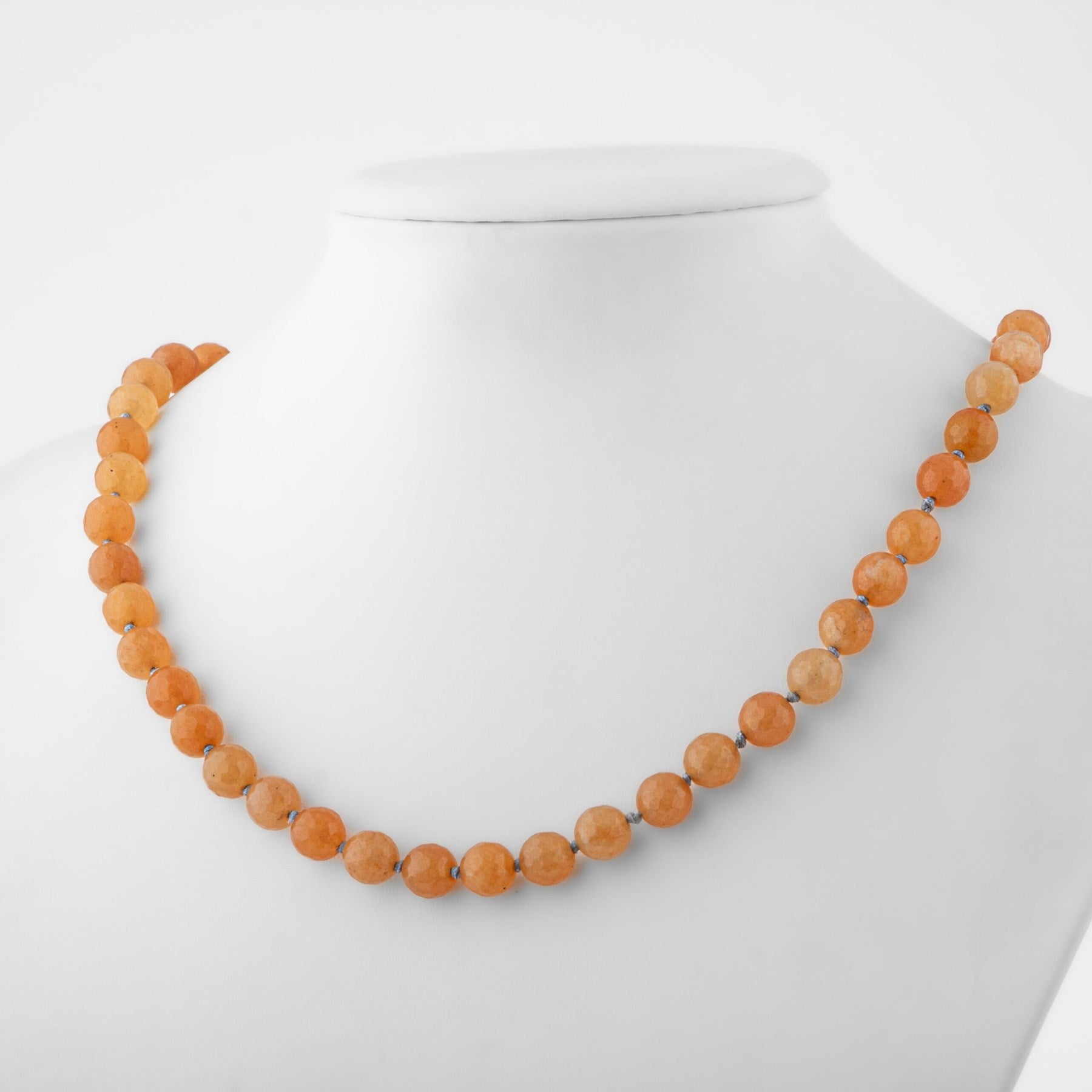 Laboratory Certified Carnelian Agate 8 mm Knotted Strung Natural Stone Necklace