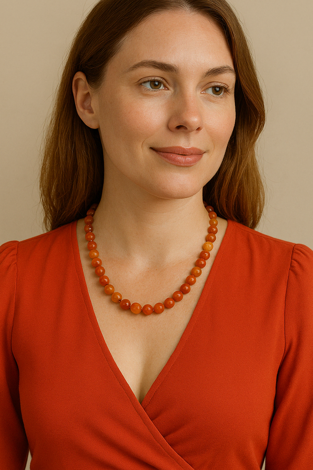 Laboratory Certified Carnelian Agate 8 mm Natural Stone Necklace