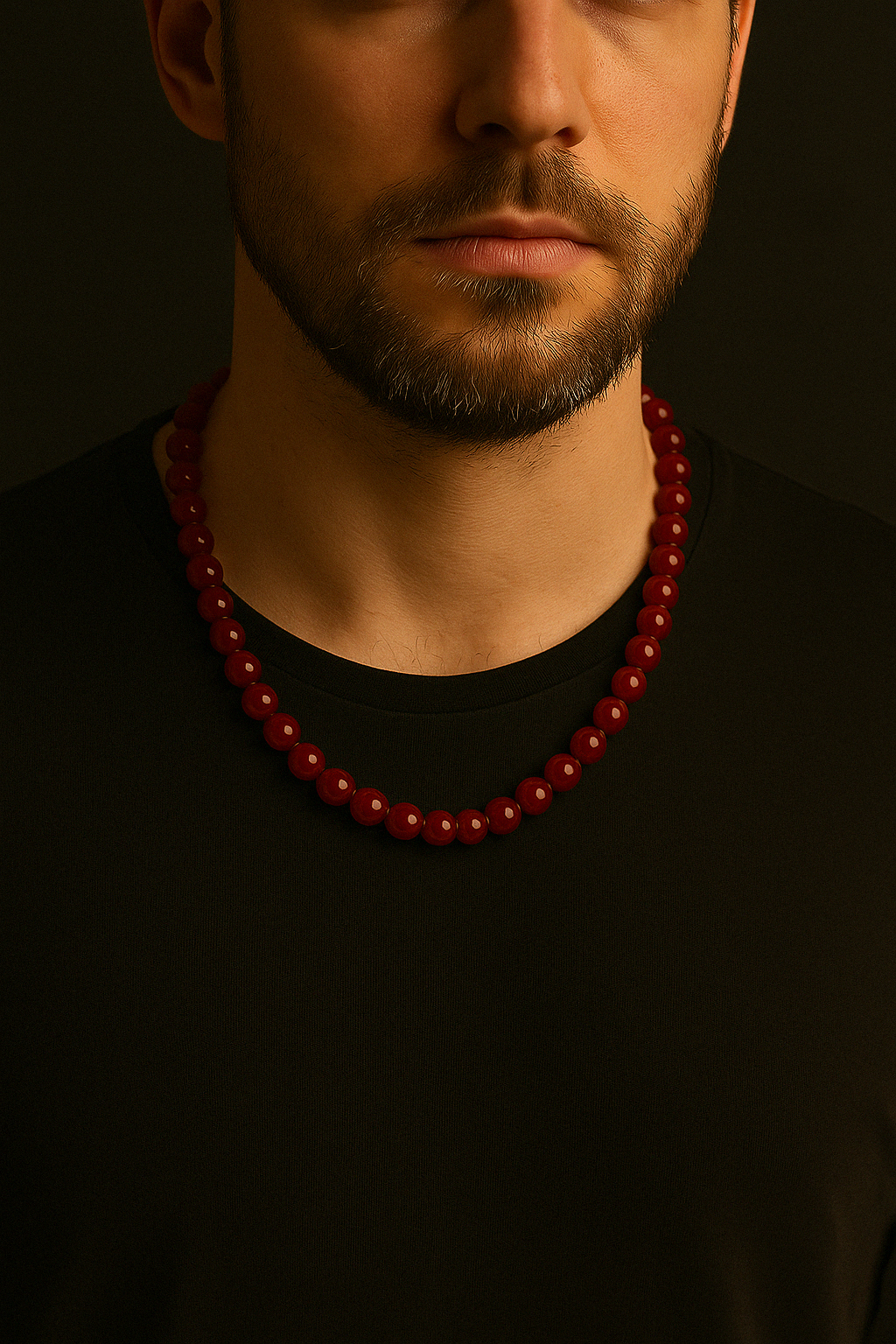 Laboratory Certified Red Agate 8 mm Knotted Natural Stone Necklace