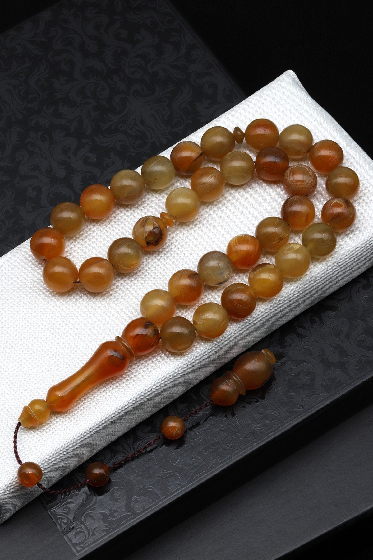Laboratory Certified Ram Horn Prayer Beads 12 mm Round Bead Cut (33 Beads)