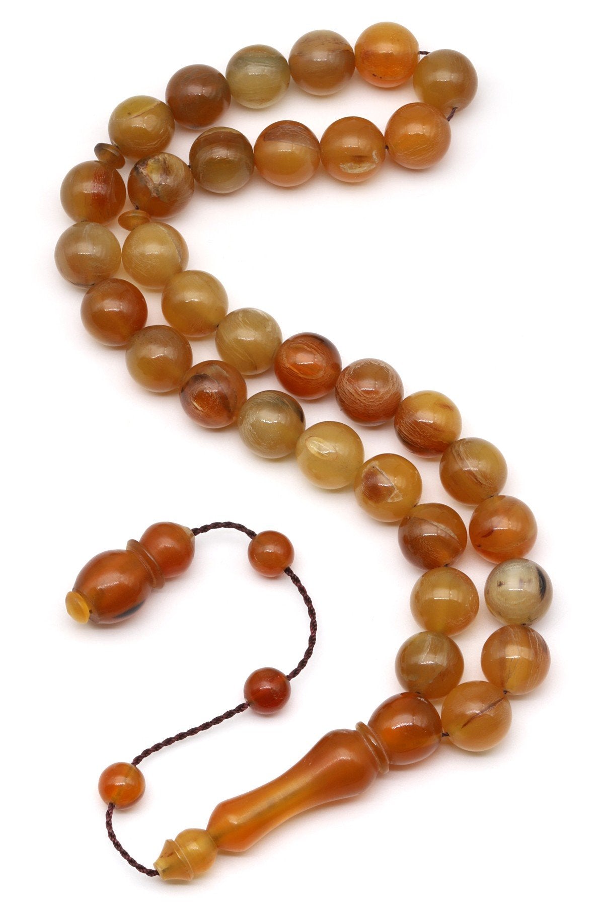 Laboratory Certified Ram Horn Prayer Beads 12 mm Round Bead Cut (33 Beads)