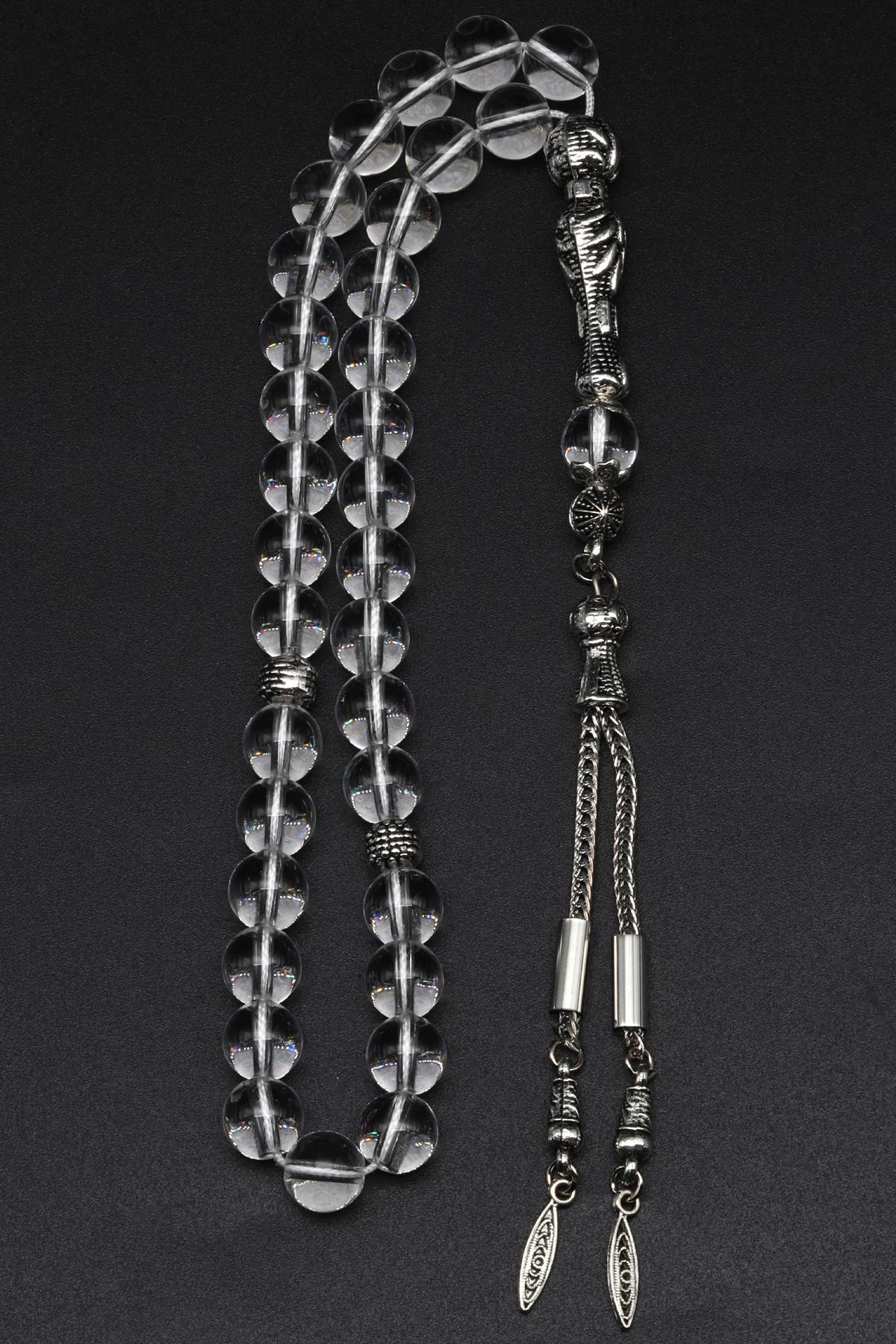 Laboratory Certified Crystal Quartz Natural Gemstone Prayer Beads 8 mm