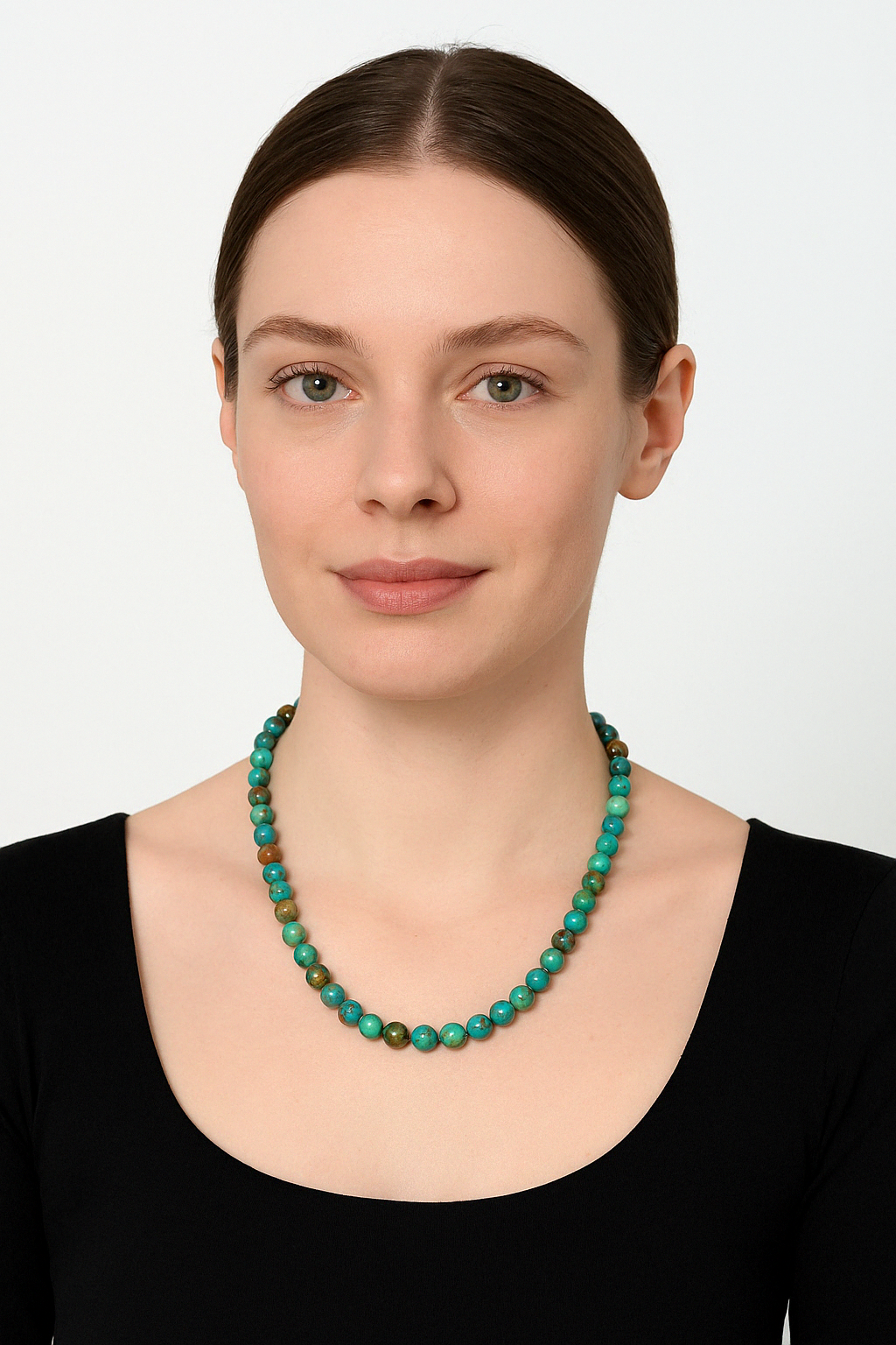 Laboratory Certified Chrysocolla 8 mm Natural Stone Necklace