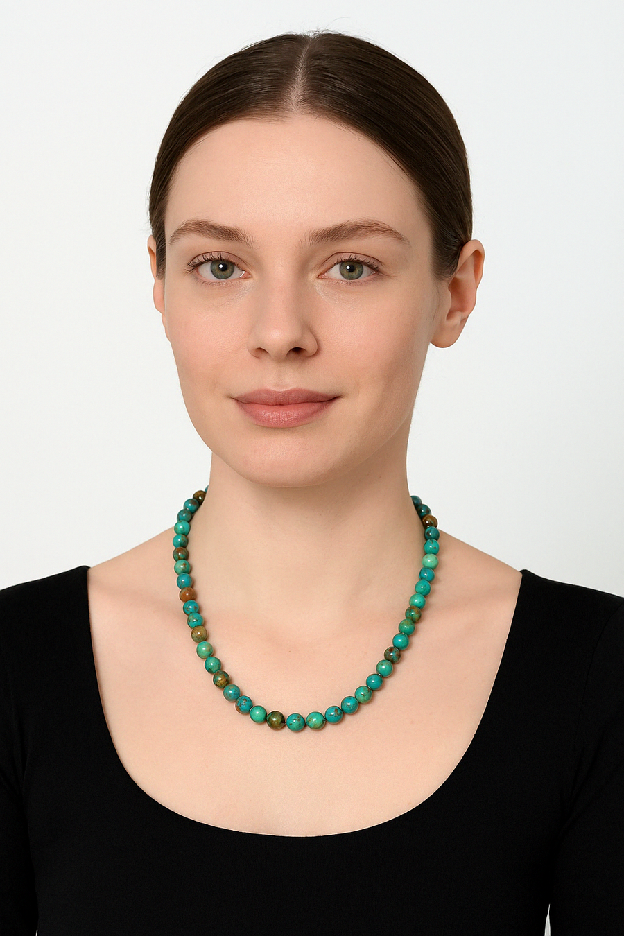 Laboratory Certified Chrysocolla 8 mm Natural Stone Necklace