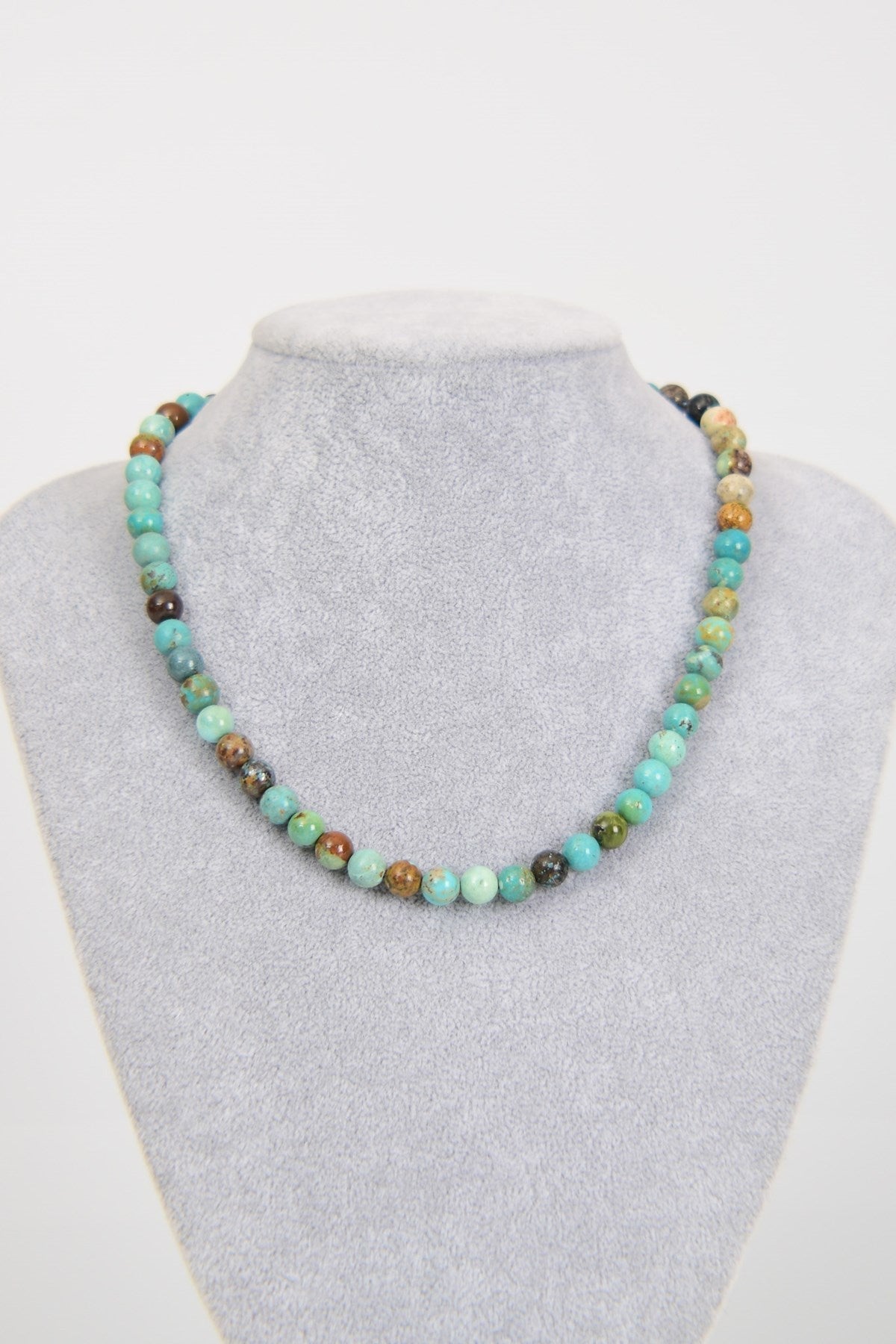 Laboratory Certified Chrysocolla 8 mm Natural Stone Necklace