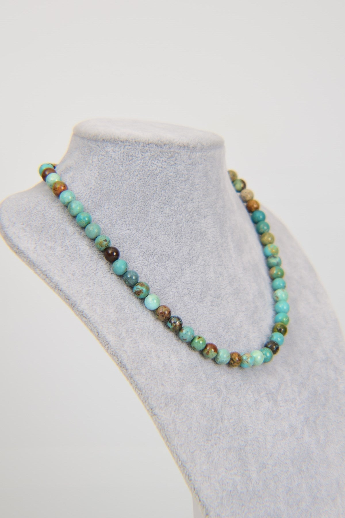 Laboratory Certified Chrysocolla 8 mm Natural Stone Necklace