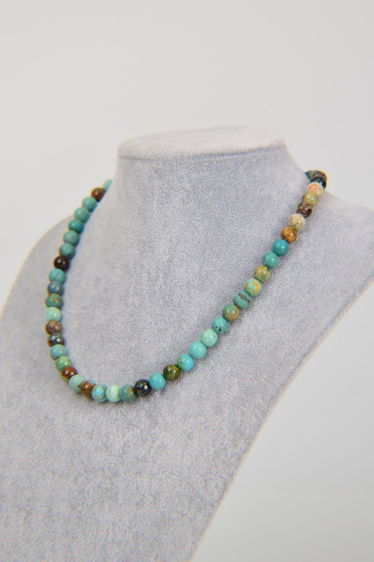 Laboratory Certified Chrysocolla 8 mm Natural Stone Necklace