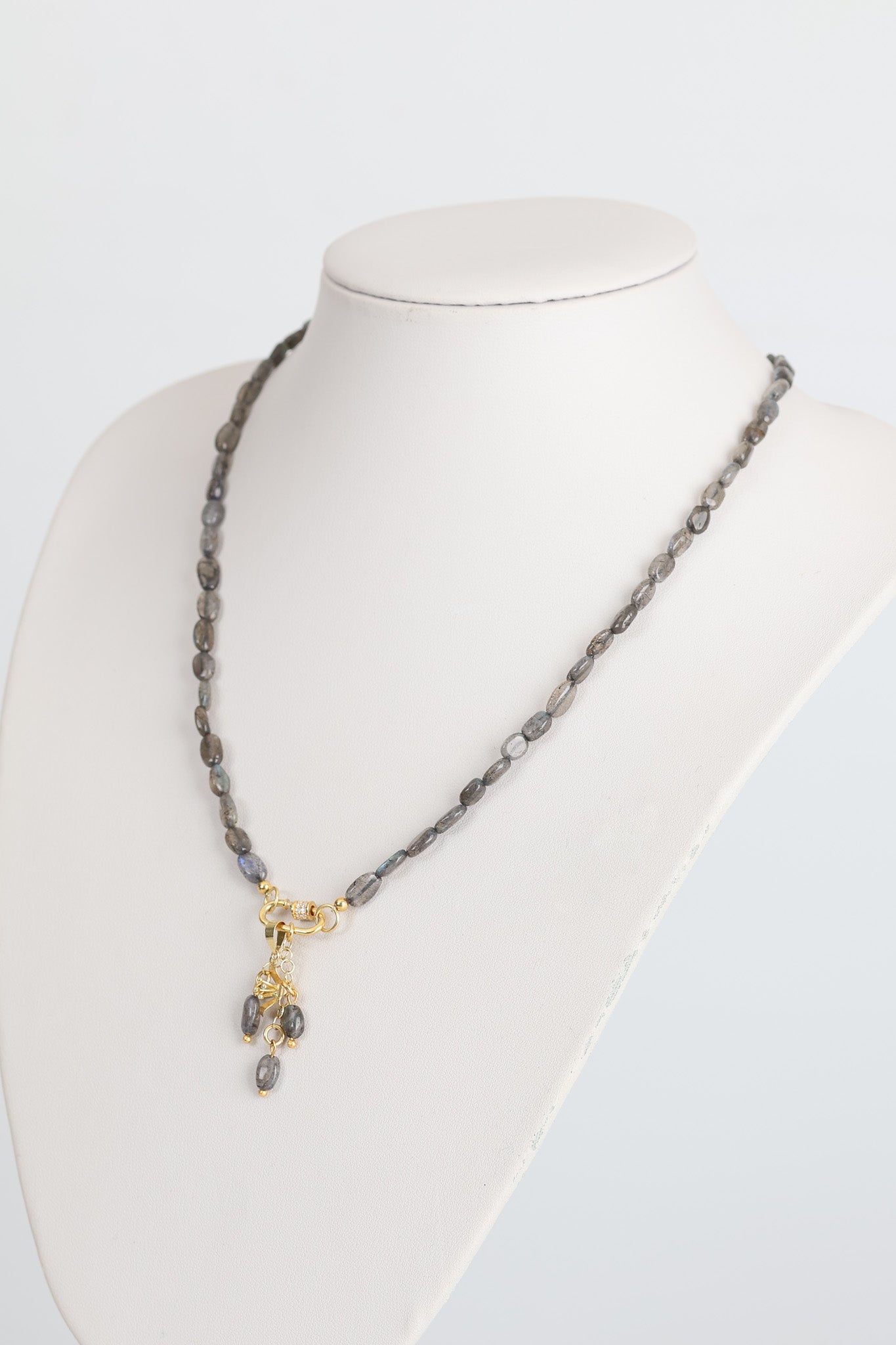 Laboratory Certified Labradorite Natural Stone 925 Sterling Silver Triple-Design Necklace
