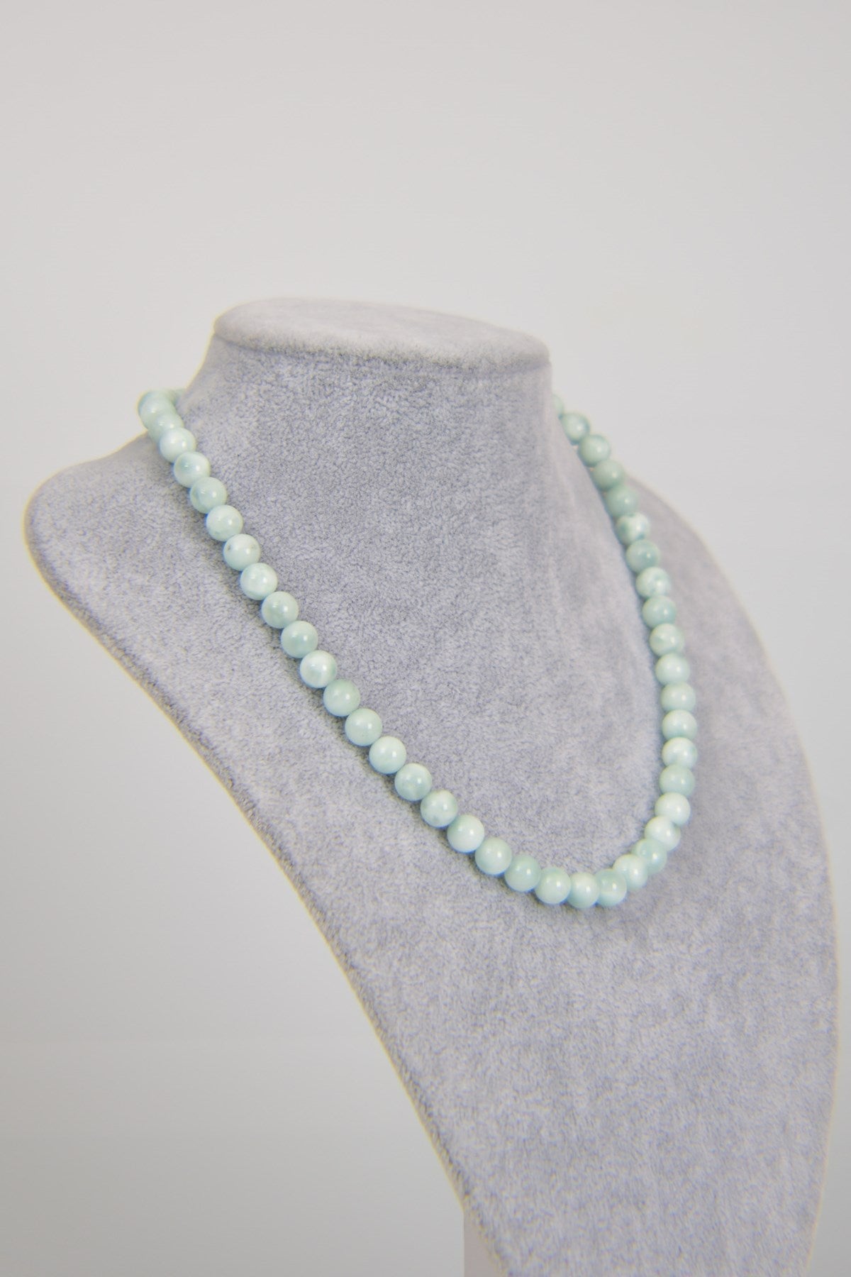 Laboratory Certified Larimar (Opal) 8 mm Natural Stone Necklace