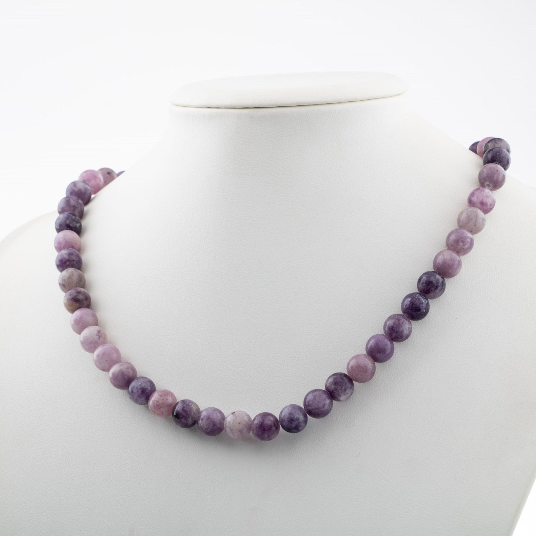 Laboratory Certified Lepidolite 8 mm Natural Stone Necklace