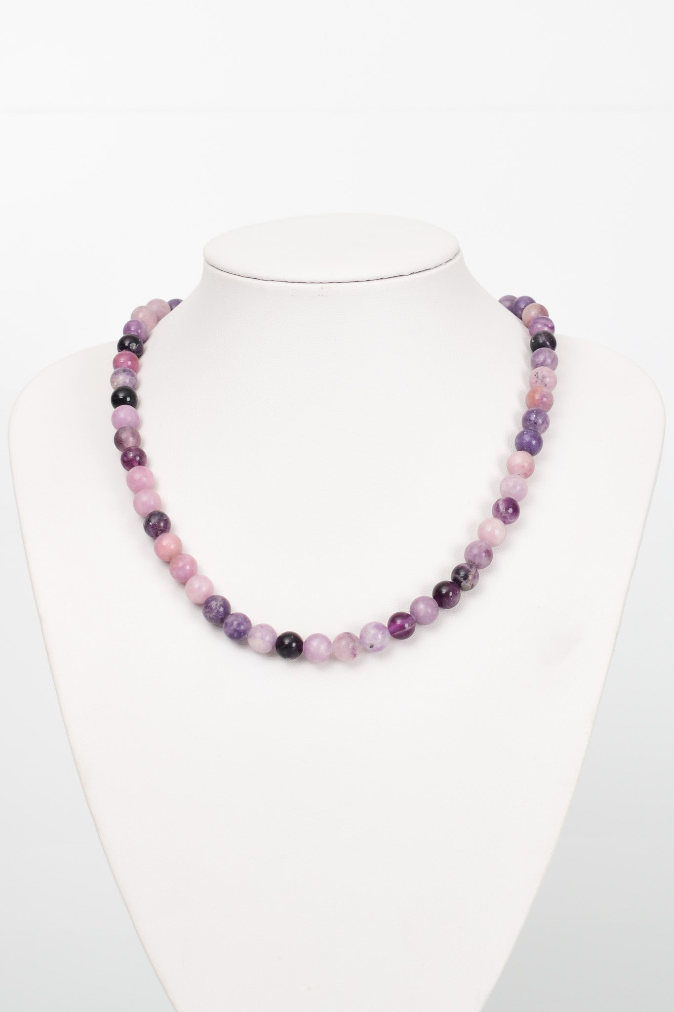 Laboratory Certified Lepidolite 8 mm Natural Stone Necklace