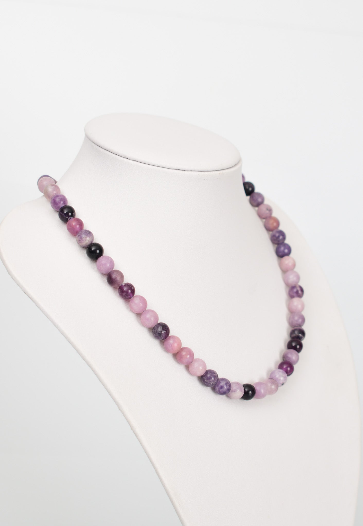 Laboratory Certified Lepidolite 8 mm Natural Stone Necklace