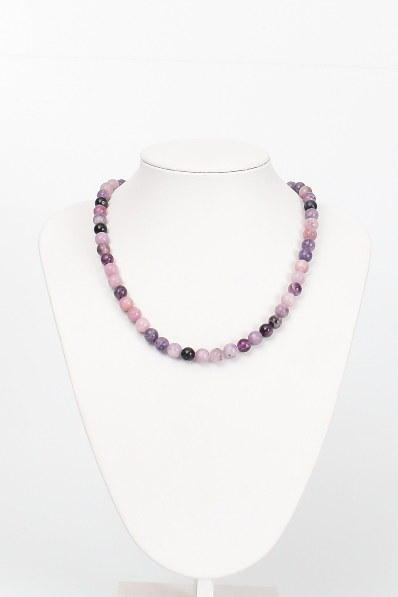 Laboratory Certified Lepidolite 8 mm Natural Stone Necklace