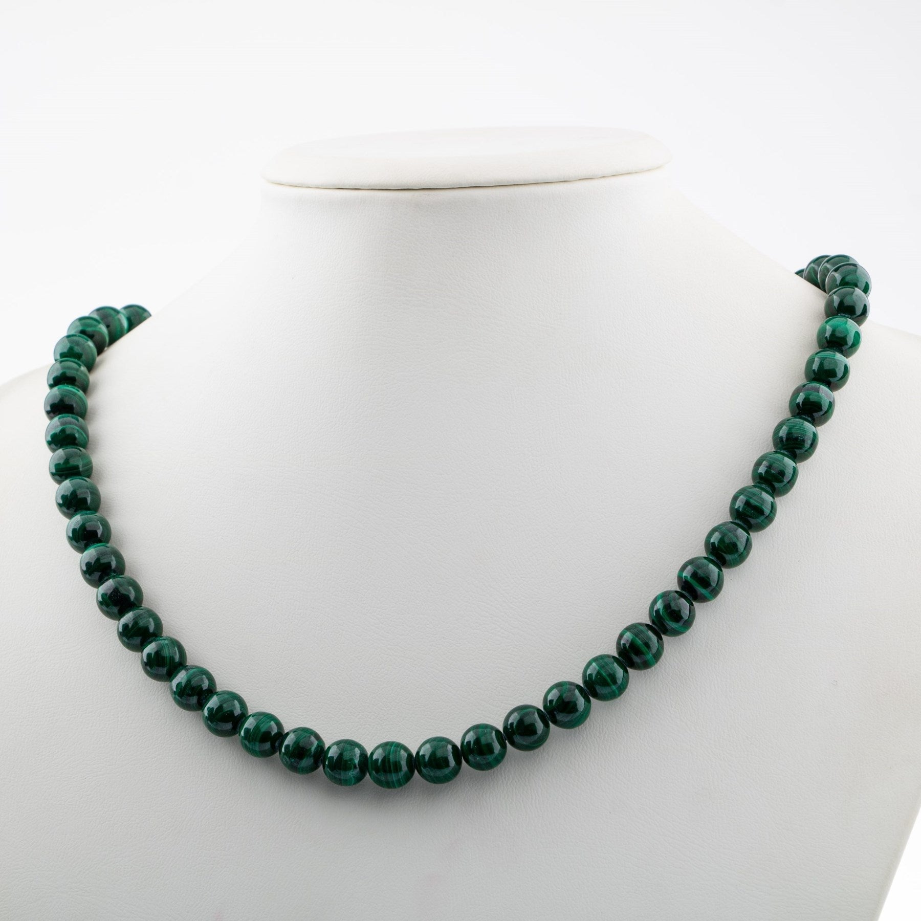 Laboratory Certified Malachite 8 mm Natural Stone Necklace