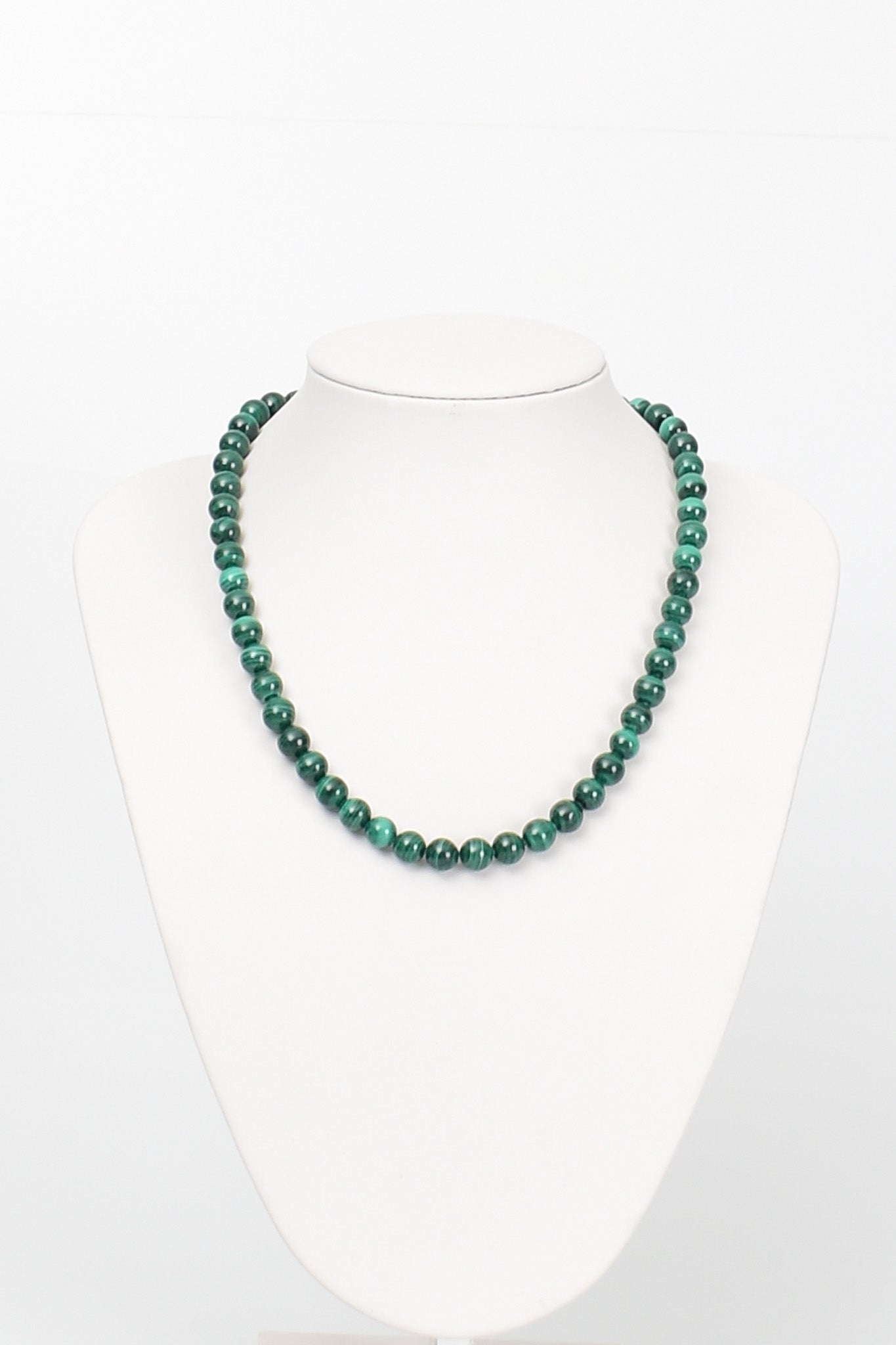 Laboratory Certified Malachite 8 mm Natural Stone Necklace