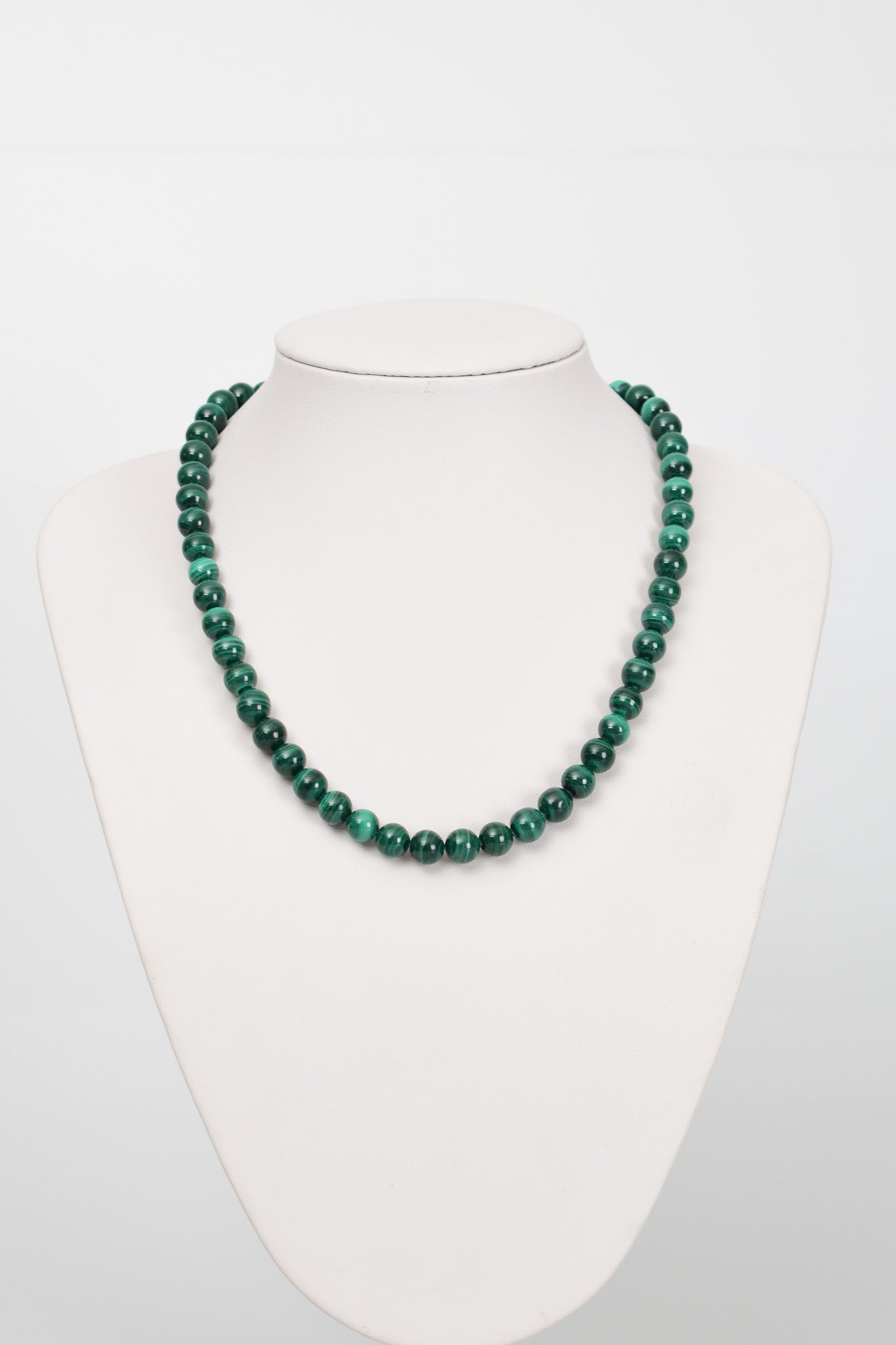 Laboratory Certified Malachite 8 mm Natural Stone Necklace