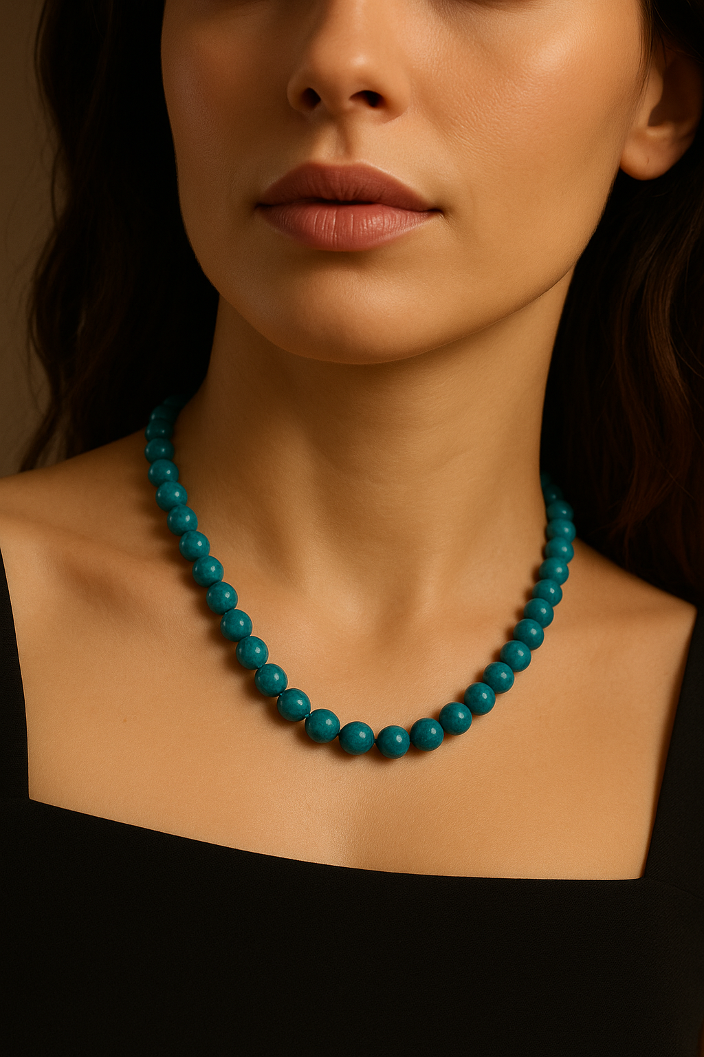 Laboratory Certified Blue Apatite 8 mm Natural Stone Necklace