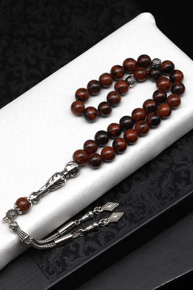 Laboratory Certified Mohogany Obsidian Natural Gemstone Prayer Beads 8 mm