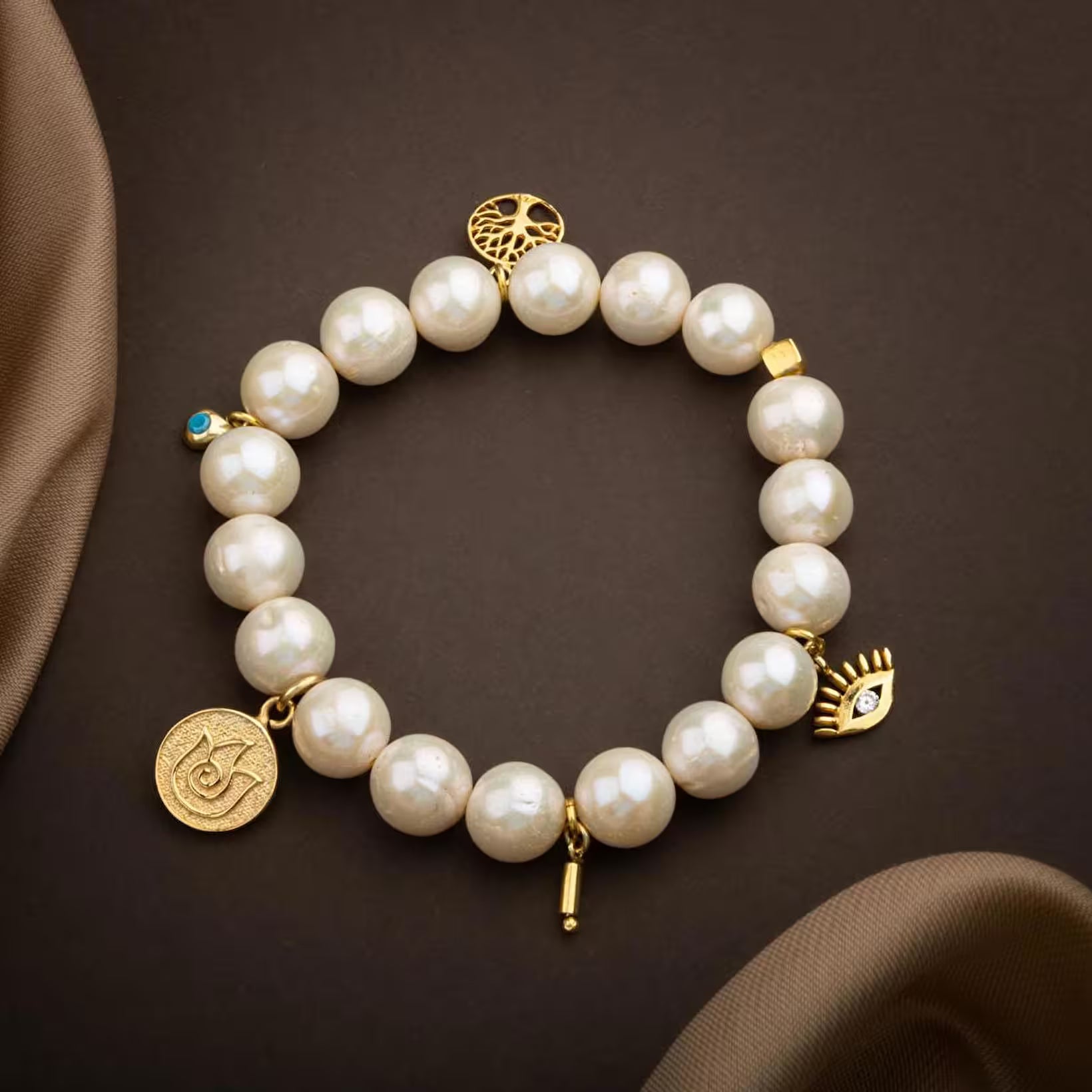 Laboratory Certified Pearl Natural Stone Silver Charm Bracelet