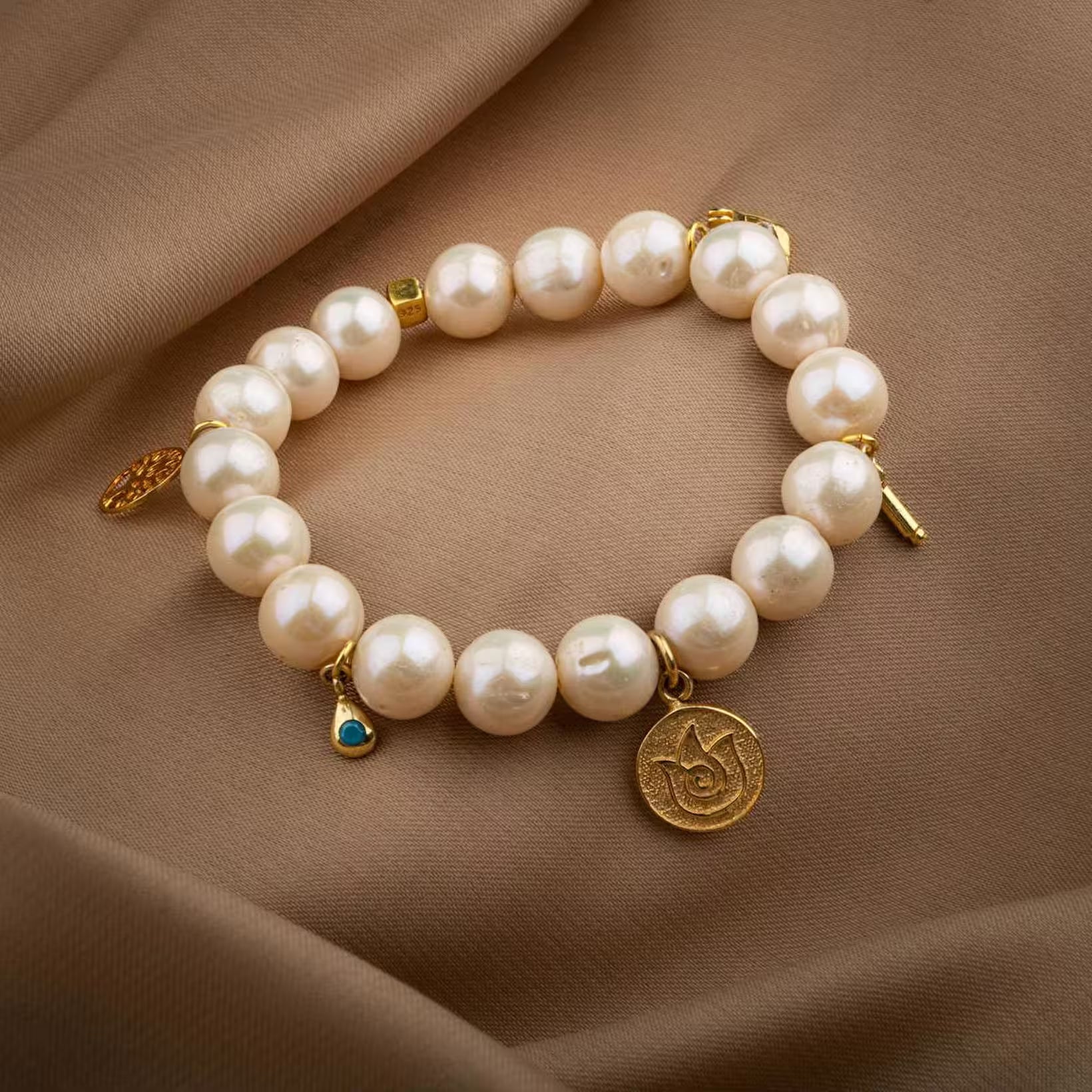 Laboratory Certified Pearl Natural Stone Silver Charm Bracelet