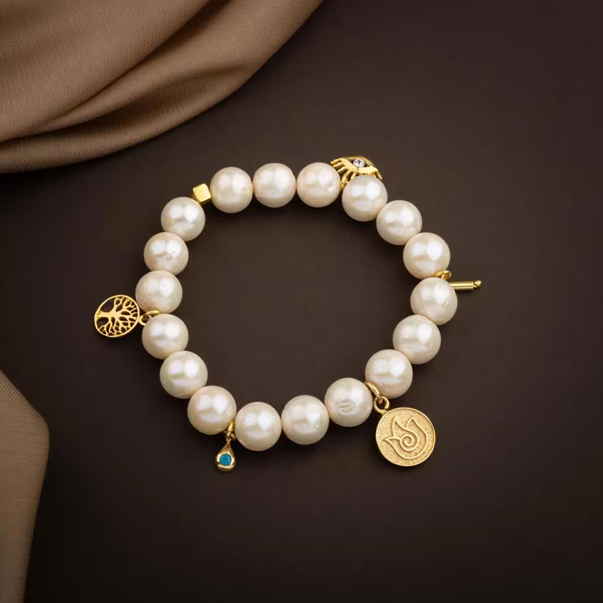 Laboratory Certified Pearl Natural Stone Silver Charm Bracelet