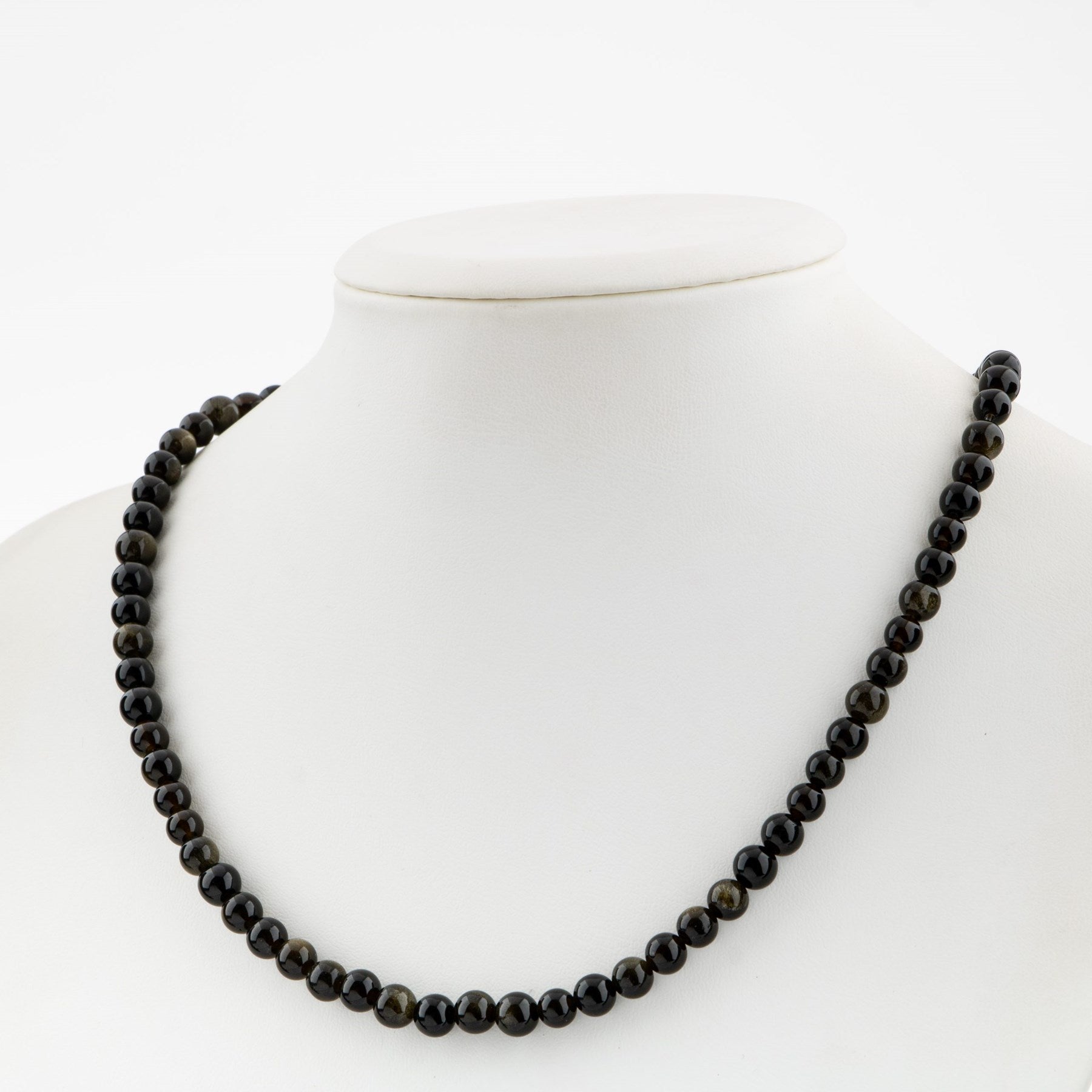 Laboratory Certified Obsidian 6 mm Natural Stone Necklace