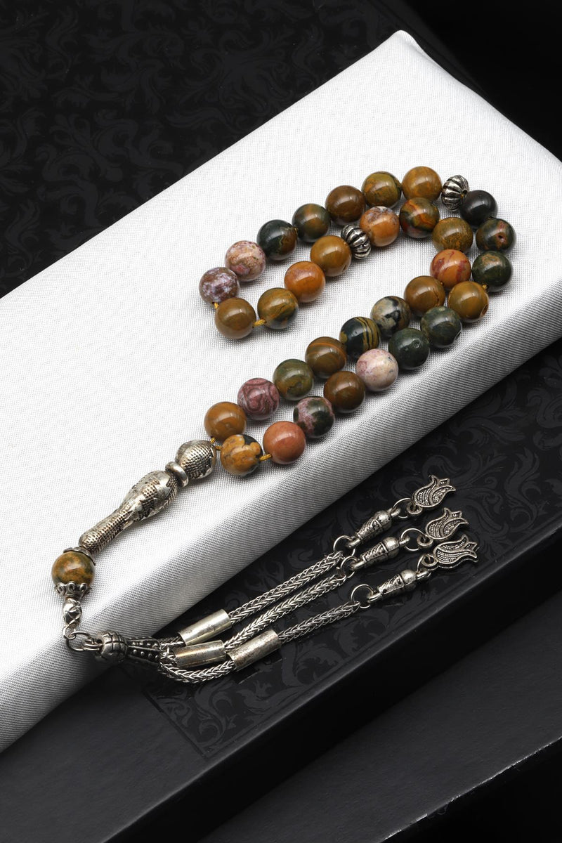 Laboratory Certified Ocean Jasper Natural Gemstone Prayer Beads 8 mm