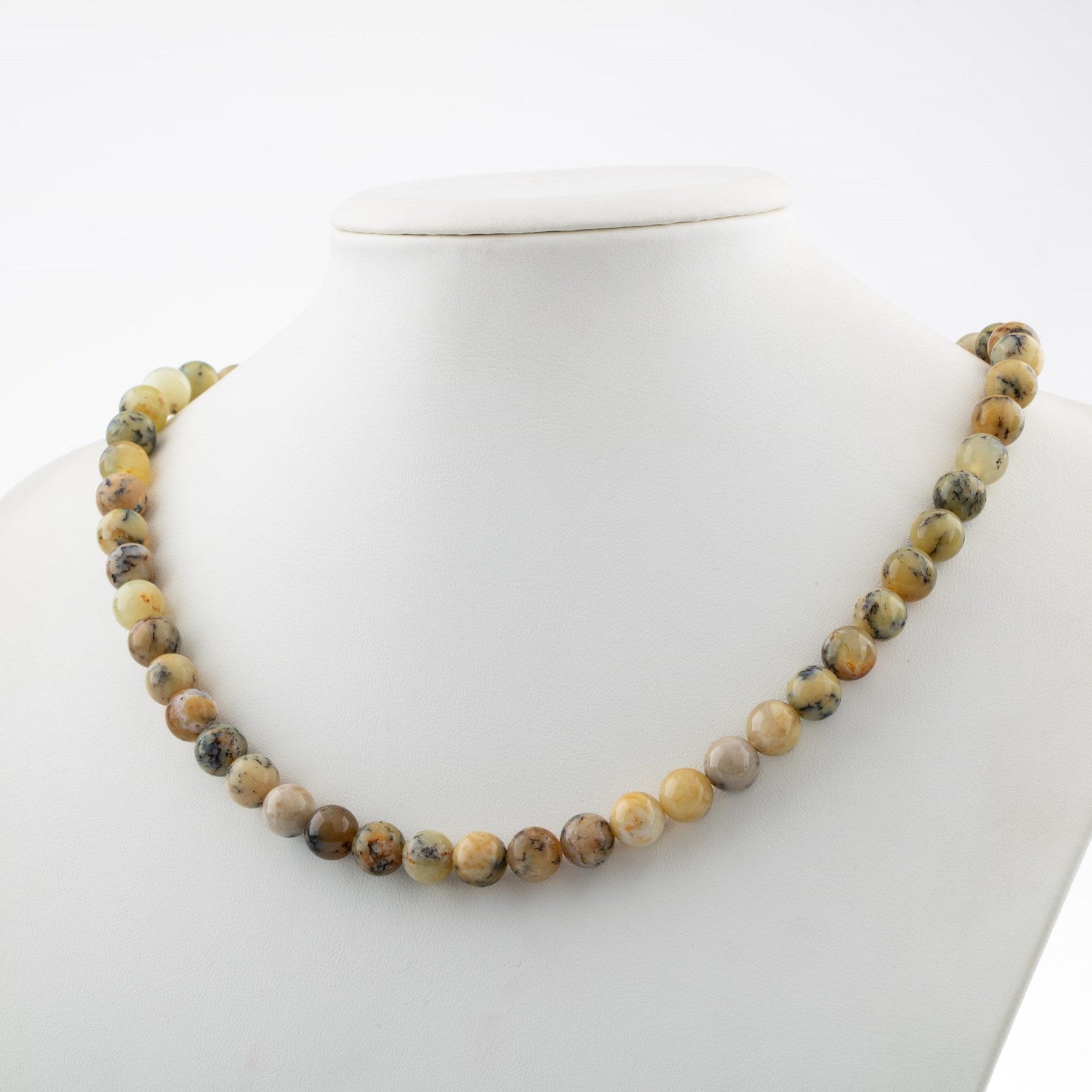 Laboratory Certified Yellow Opal 8 mm Natural Stone Necklace