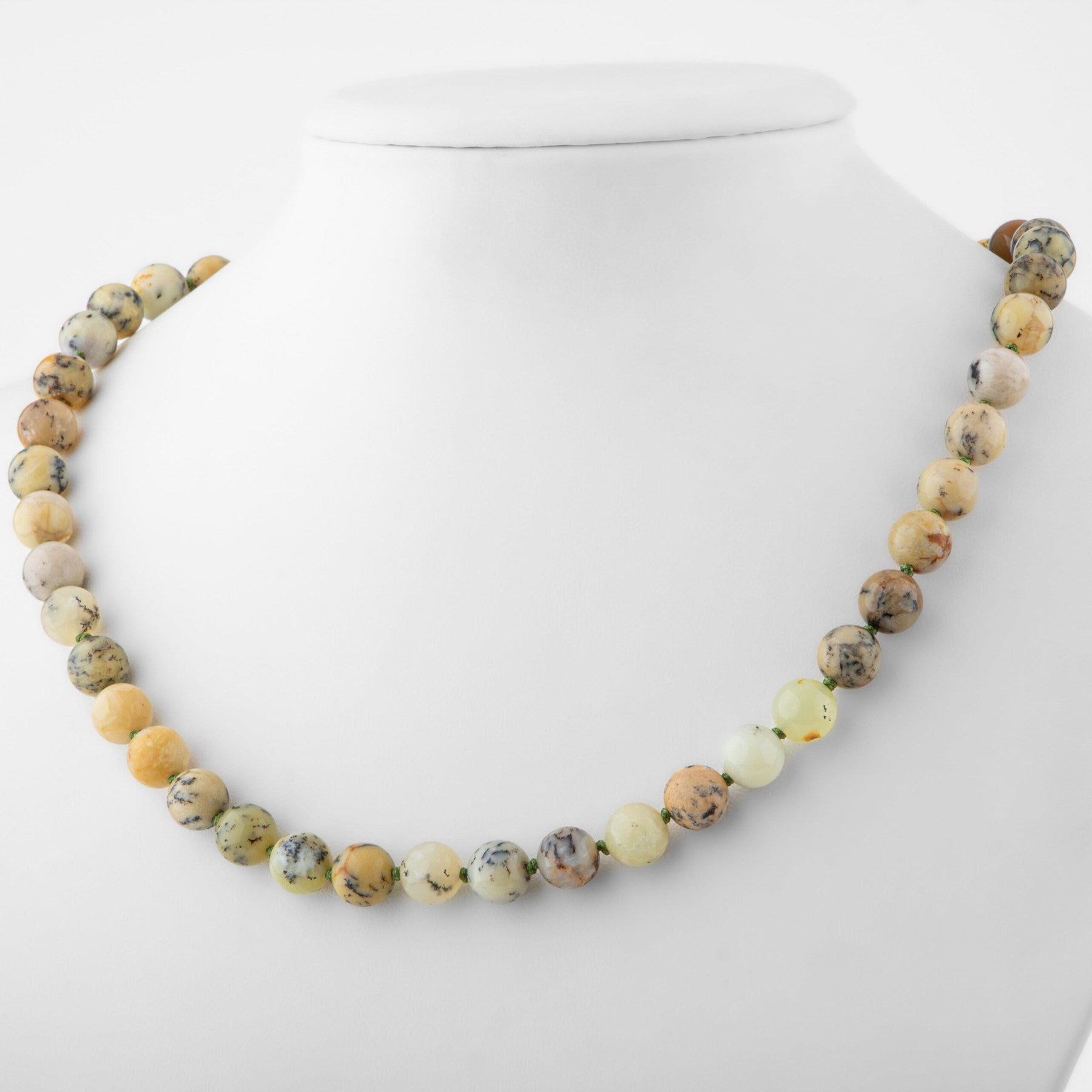 Laboratory Certified Yellow Opal 8 mm Knotted Natural Stone Necklace