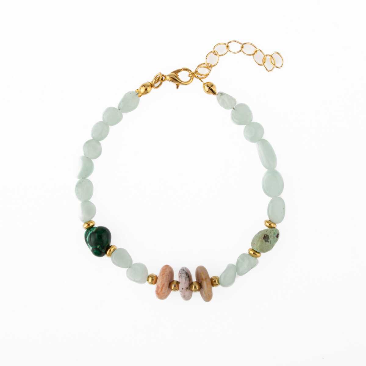 Laboratory Certified Pink Opal, Chrysocolla & Larimar Natural Stone Bracelet