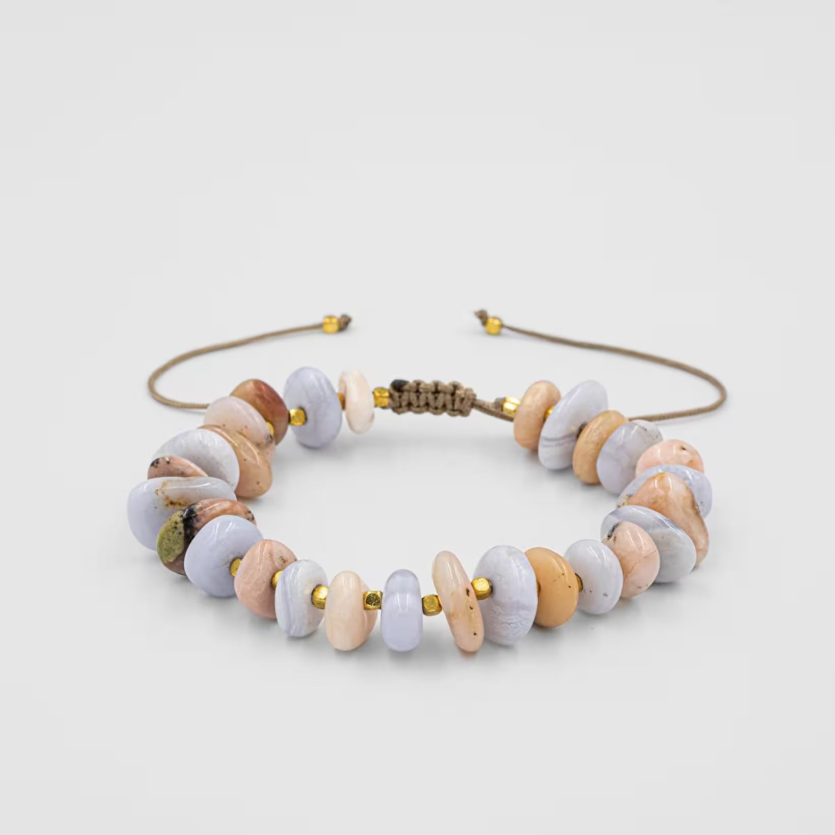 Laboratory Certified Pink Opal & Blue Agate Natural Stone Bracelet – Gold Plated